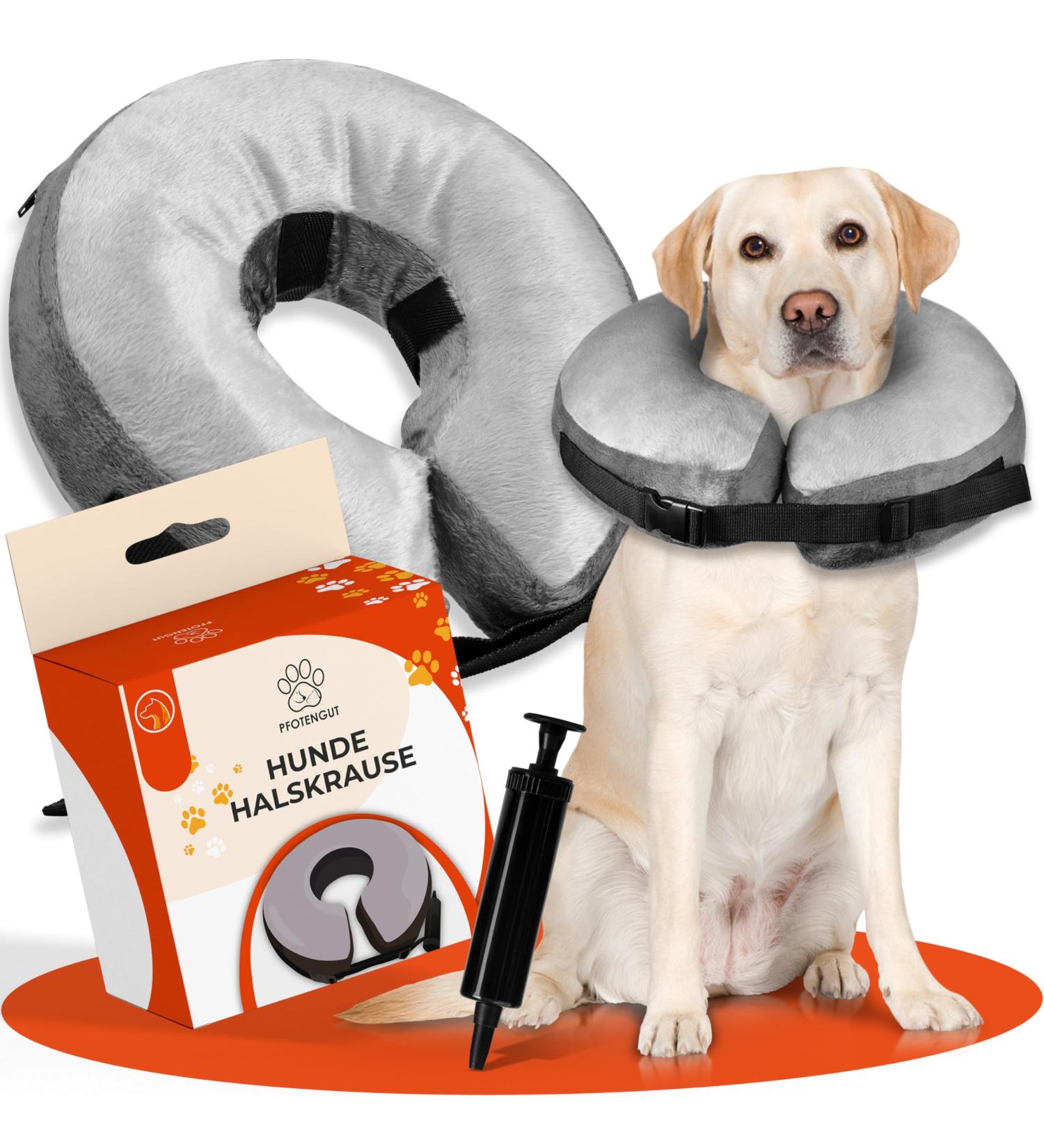 Pfotengut Inflatable Dog Breaker Crane with Air Pump - Premium Protective Collar for Dogs & Cats (2023) - Leak Protection & Improved Neck Support - Buy Online on GoSupps.com