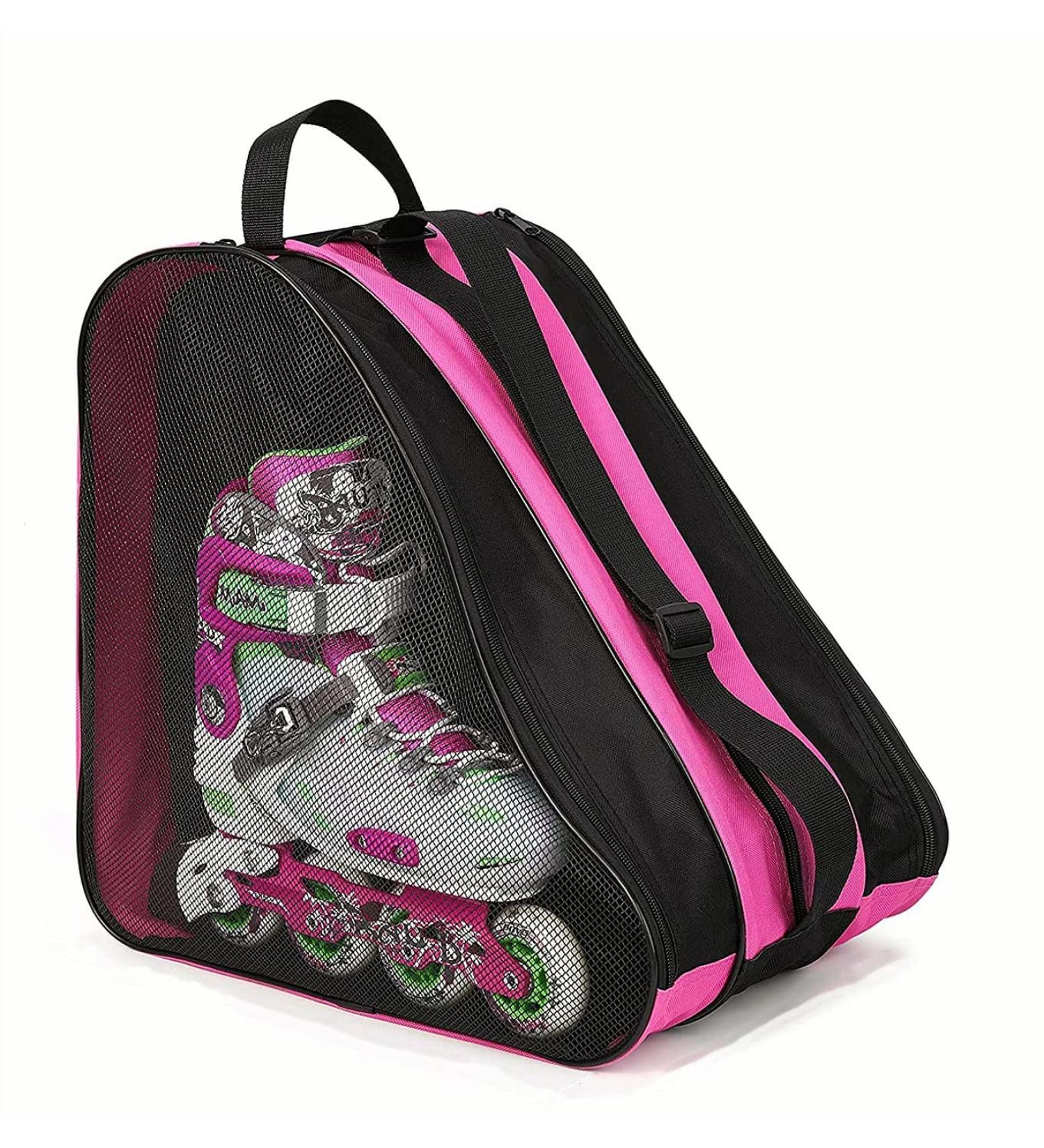 FOUUA Roller Skate Bag - Unisex Ice Skate Bag with Adjustable Shoulder Strap - Pink - Breathable Oxford Cloth Storage Bag - Buy Online on GoSupps.com