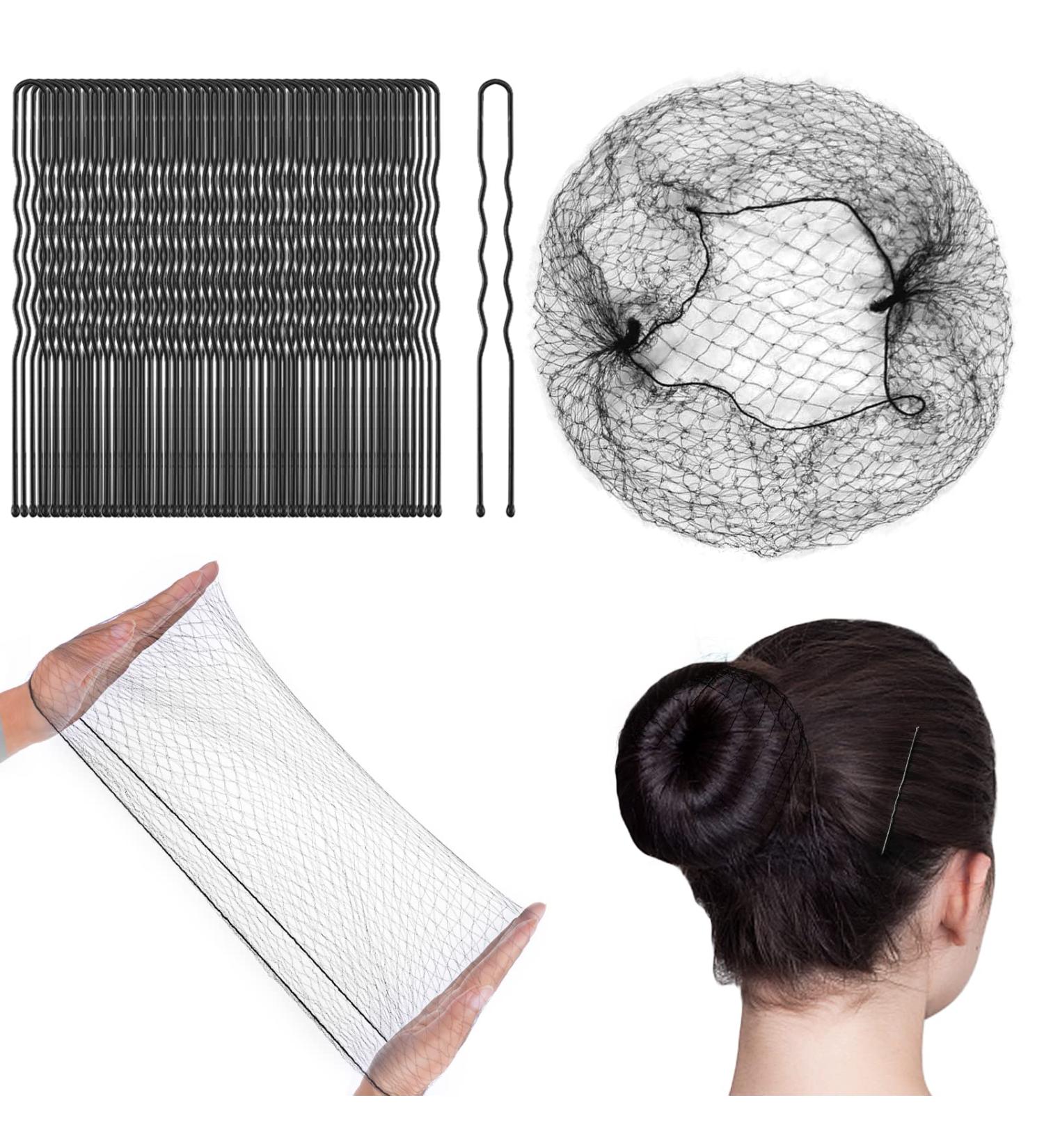 URAQT Hair Bun Set - 35 Invisible Hair Nets, 45 U Shaped Hair Pins - Black Hair Bun Holder Kit for Women - 80pcs - Buy Online on GoSupps.com