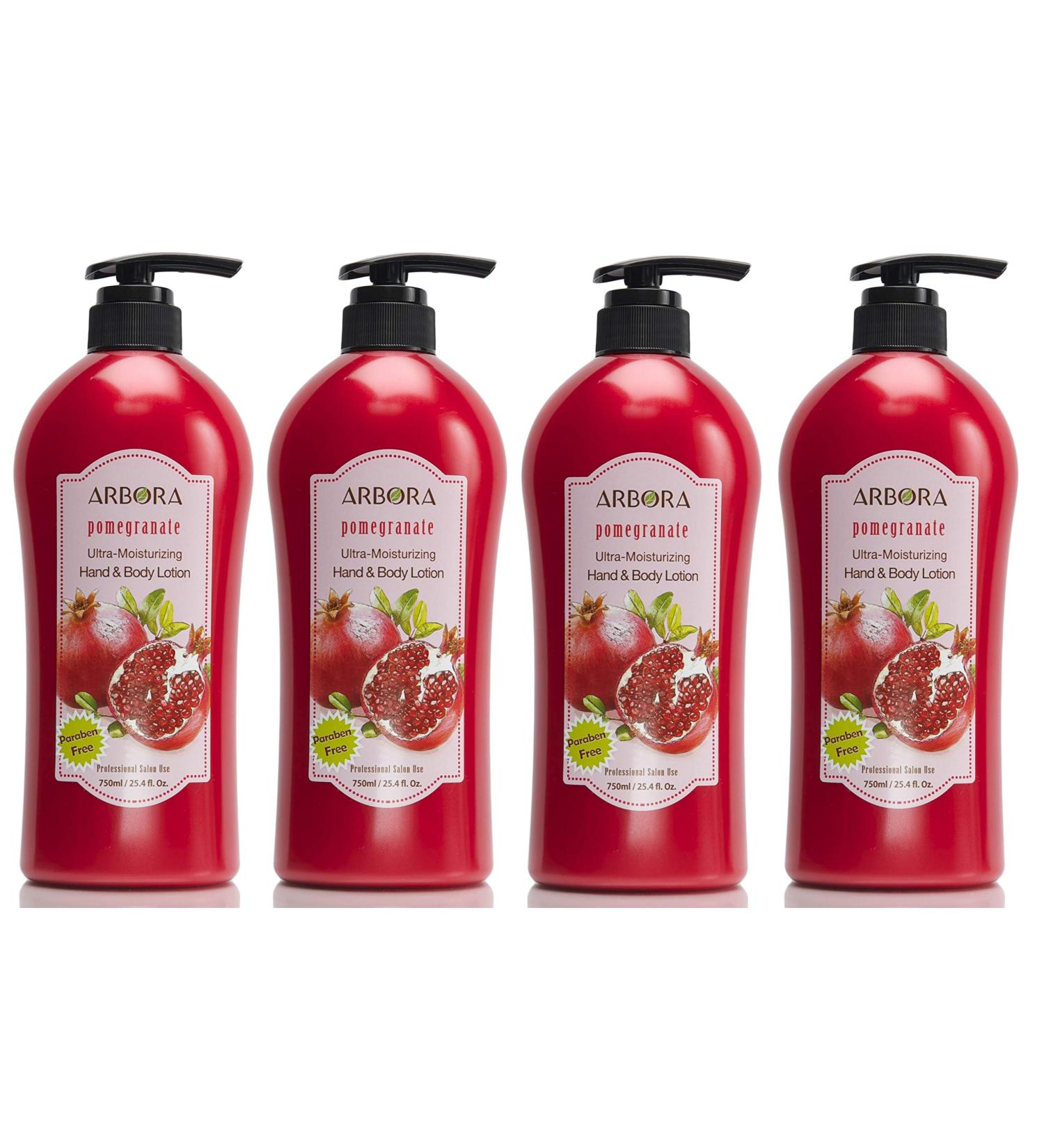 ARBORA Hand & Body Lotion POMEGRANATE 25.4OZ/750ML Paraben Free Natural Ultra-Moisturizing Professional Massage Lotion Original from Korea Pack of 4 - Buy Online on GoSupps.com