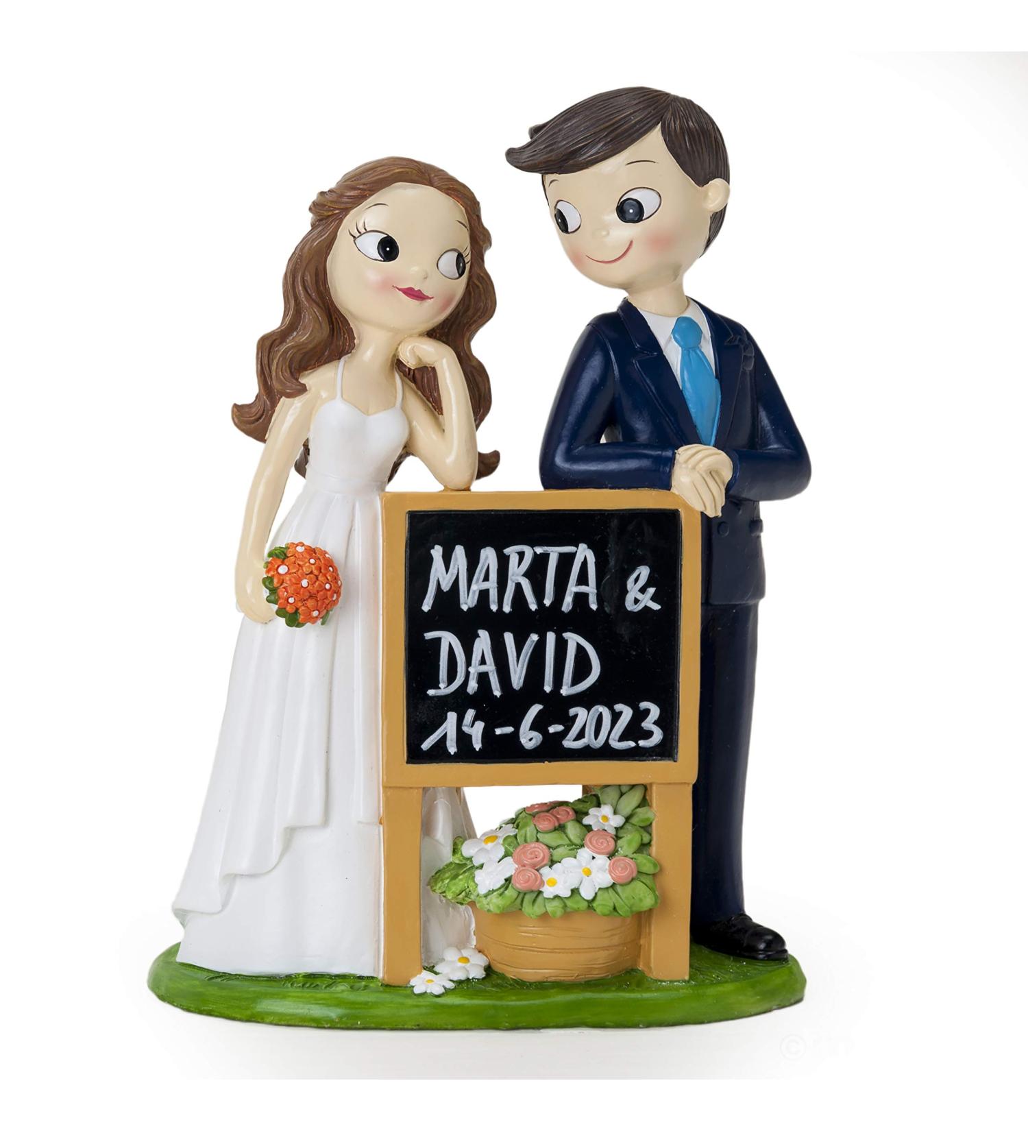 Mopec Pop&Fun Bride and Groom Cake Topper with Plaque Synthetic Resin 21 cm - Buy Online on GoSupps.com