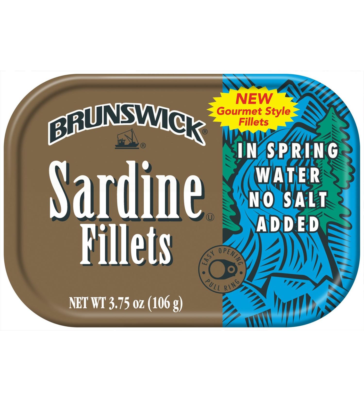BRUNSWICK Wild Caught Sardine Fillets in Spring Water, 18 Cans, 3.75 Ounce (Pack of 18)