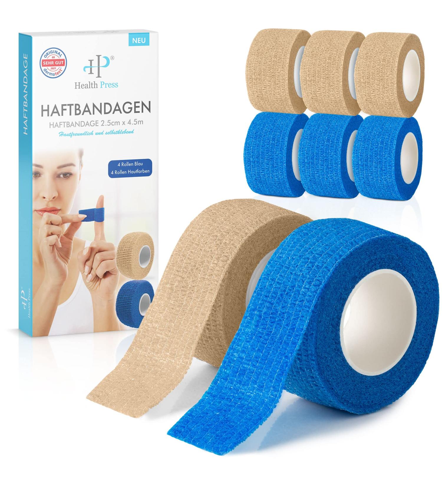 Self-Adhering Finger Paving Tape - 8 Rolls (4 Blue & 4 Skin Color) - Waterproof Elastic Durable Pavement Repair Solution - Buy Online on GoSupps.com