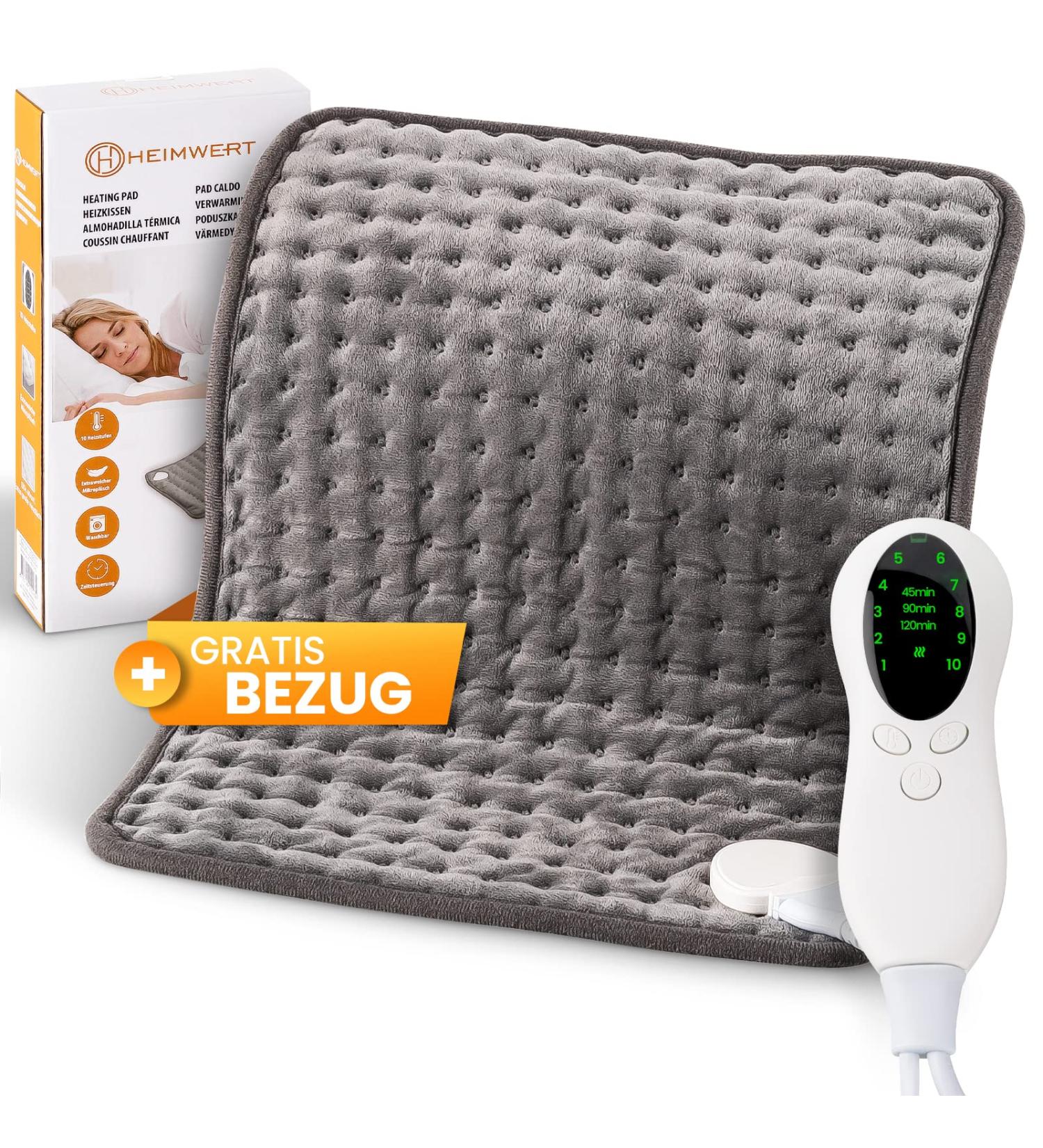 Home Value Heat Pillow | Automatic Switch-Off | Fast Heating Up to 100W | 30x40 cm | Ideal for Back Shoulder Neck & Stomach | Gray Electric Heating Pad - Buy Online on GoSupps.com