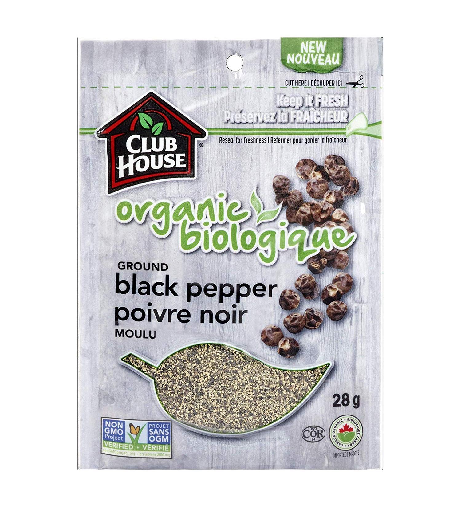 Club House Quality Natural Herbs & Spices Organic Ground Black Pepper 28g - Buy Online on GoSupps.com