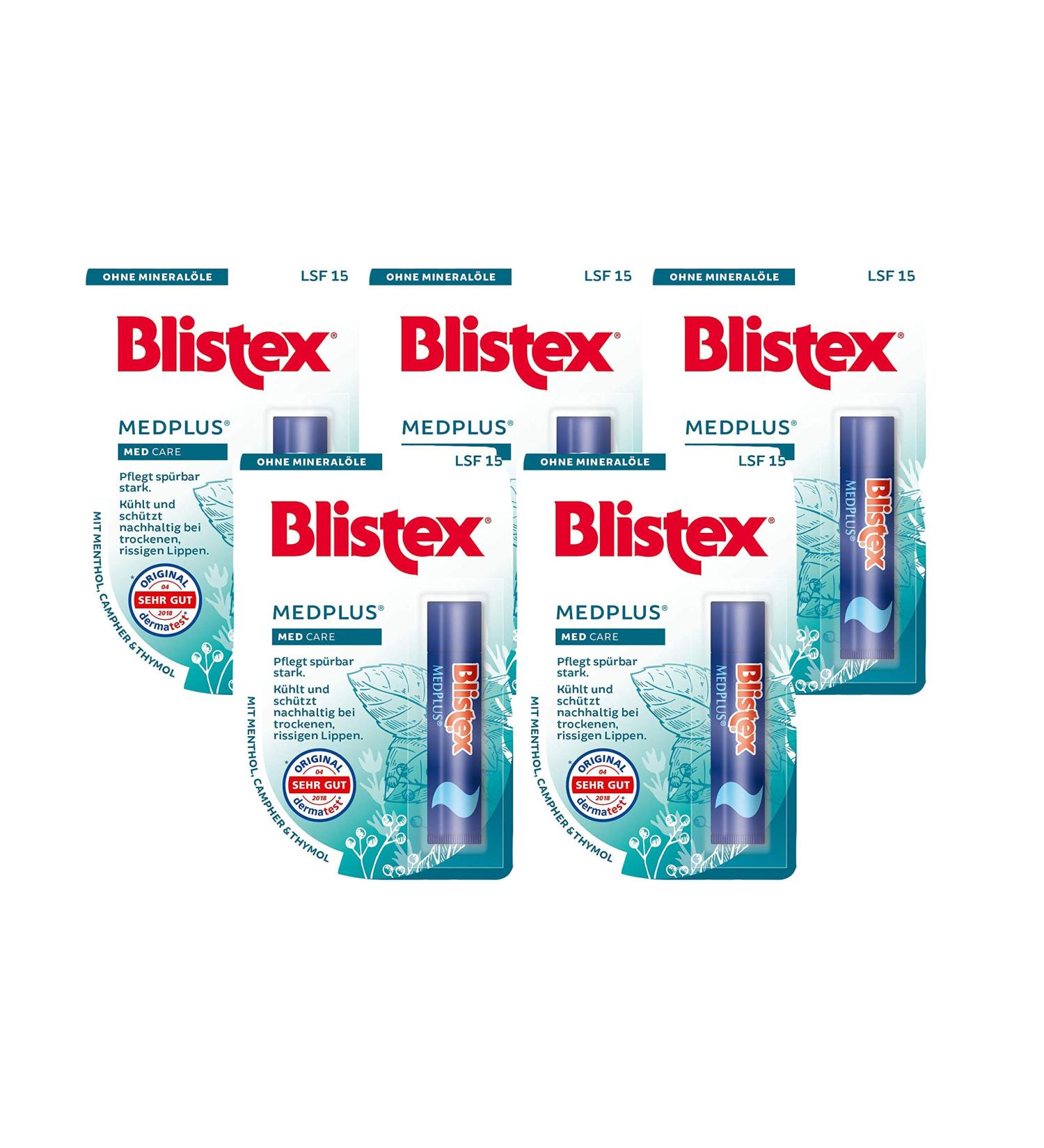 Blistex MedPlus Stick Lip Balm strong care chapped burning dry dull lips 5 pieces