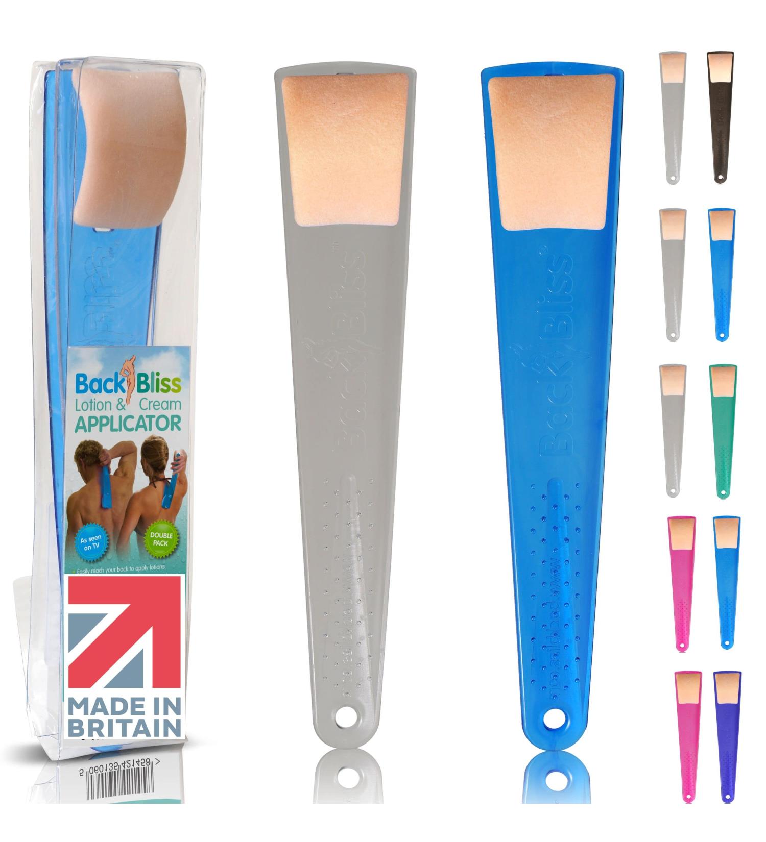 Made in Britain 2 Pack Effortless Application Lotion with BackBliss Easy Reach Back Lotion Applicator for Men and Women - Clear/Blue - Buy Online on GoSupps.com