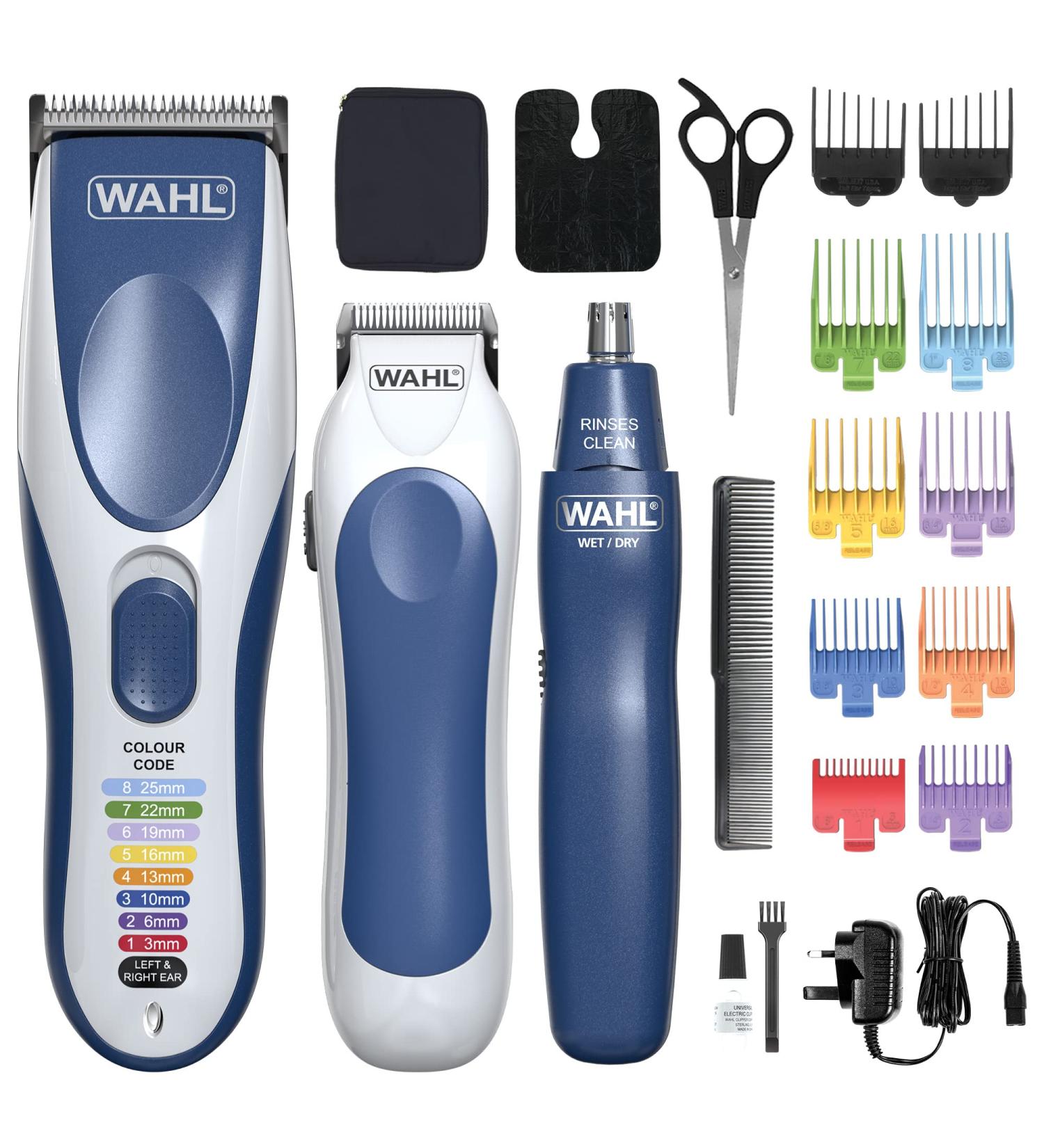Wahl Colour Pro Cordless 3-in-1 Hair Clippers Kit for Men - Head Shaver, Beard Trimmer, Nose Trimmer, Grooming Kit - Family Haircutting Made Easy - Buy Online on GoSupps.com