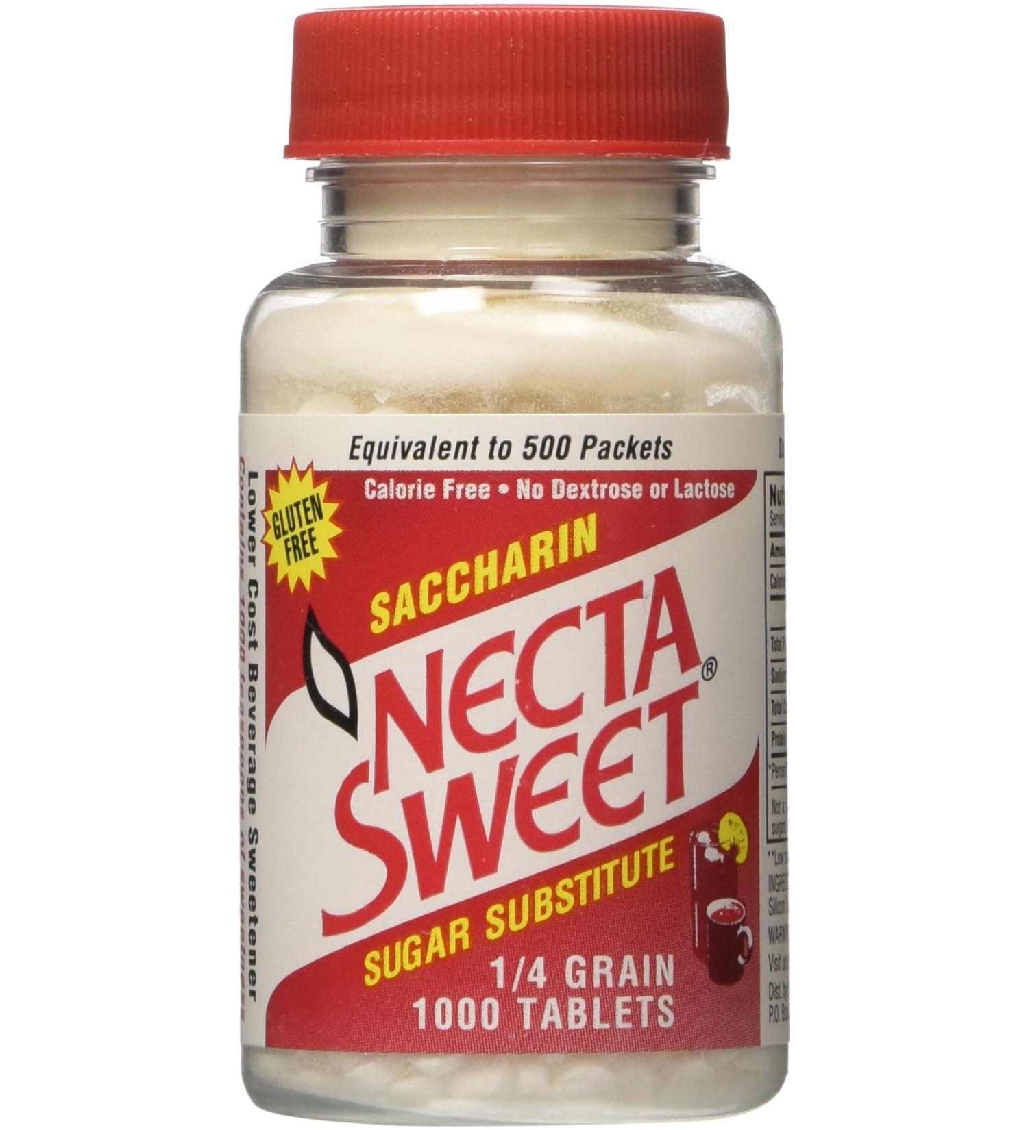 Necta Sweet Saccharin Tablets 1/4 Grain 1000 Tablet Bottle x 4 - Bulk Pack for Sweetening Needs - Buy Online on GoSupps.com