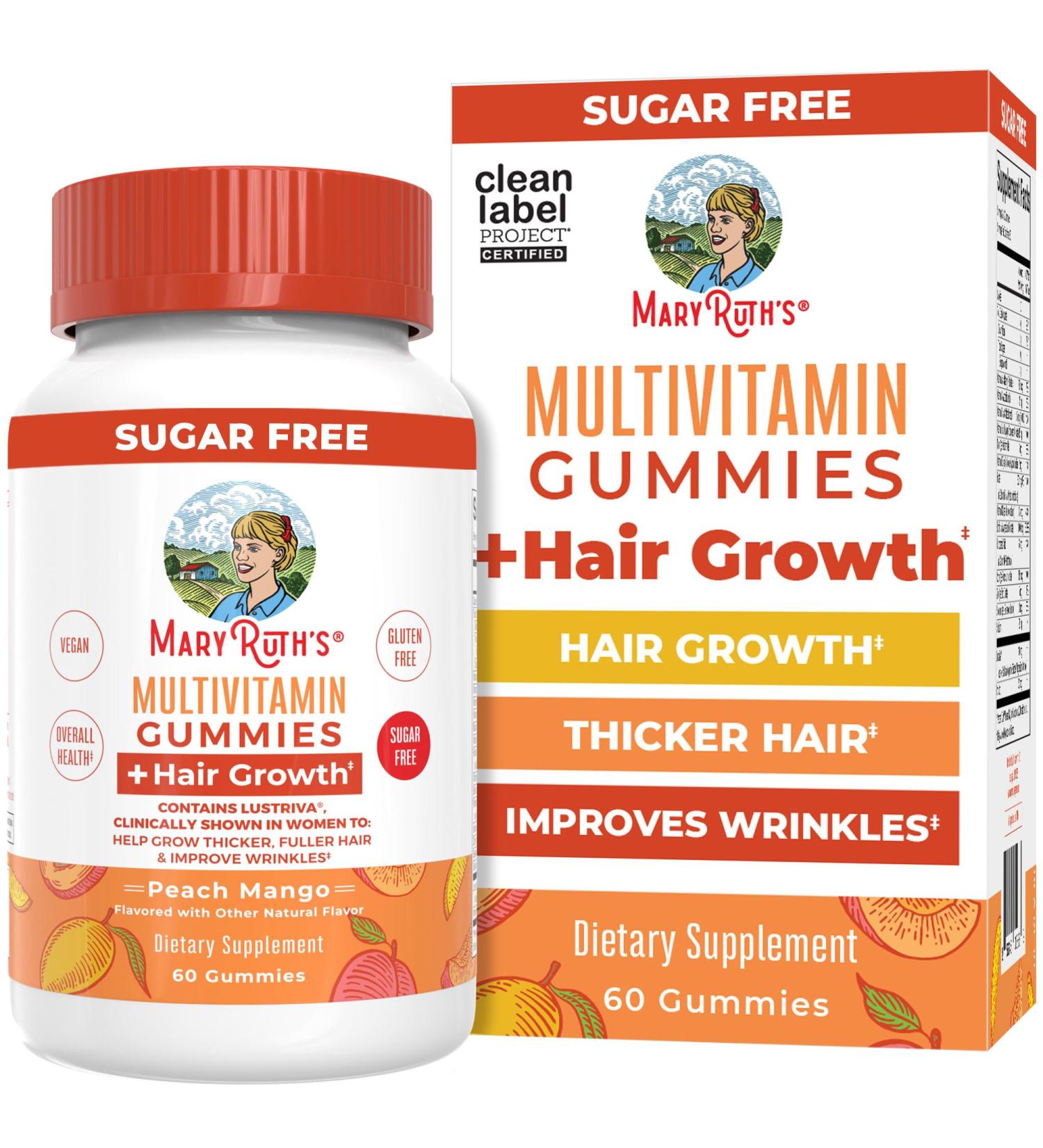 MaryRuth's Multivitamin + Hair Growth Gummies | with Lustriva | Biotin 10000mcg | B Vitamins | Formulated for Thicker Hair Wrinkles Fine Lines Skin Care | Ages 18+ | 30 Servings 60 Count (Pack of 1) - Buy Online on GoSupps.com