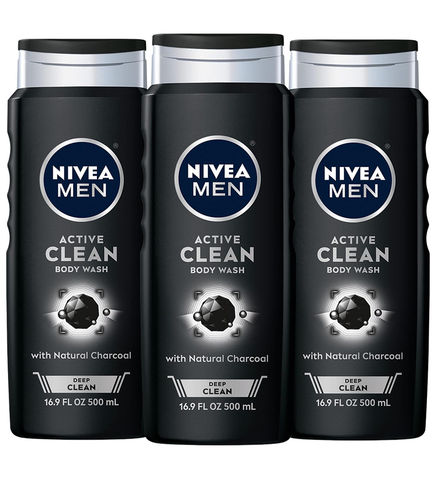 Nivea Men Deep Clean Body Wash - 16.9 fl oz | Active Clean for Men - Buy Online on GoSupps.com