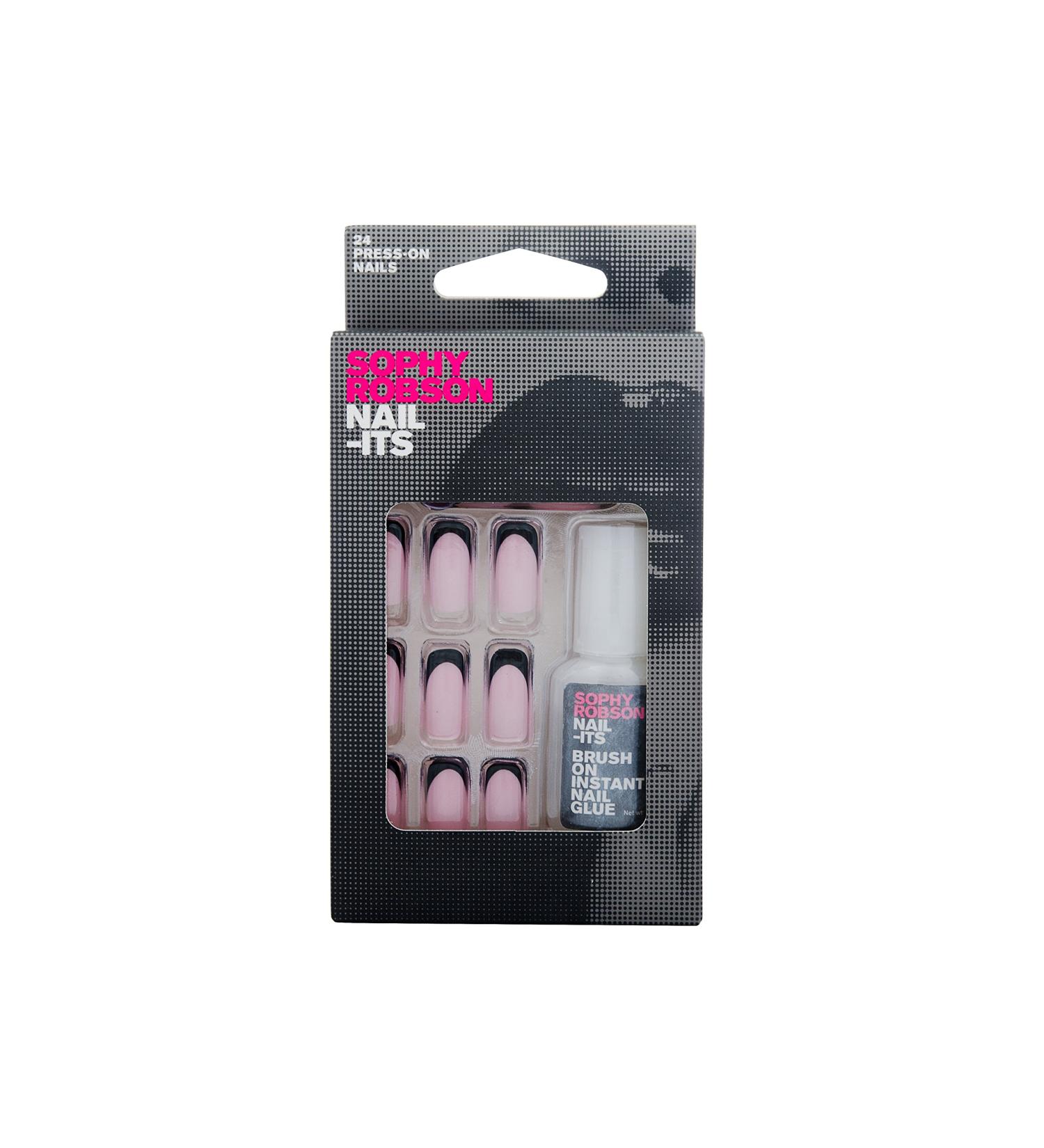 Sophy Robson Nail-Its False French Tip Press-On Nails Black 24-Piece