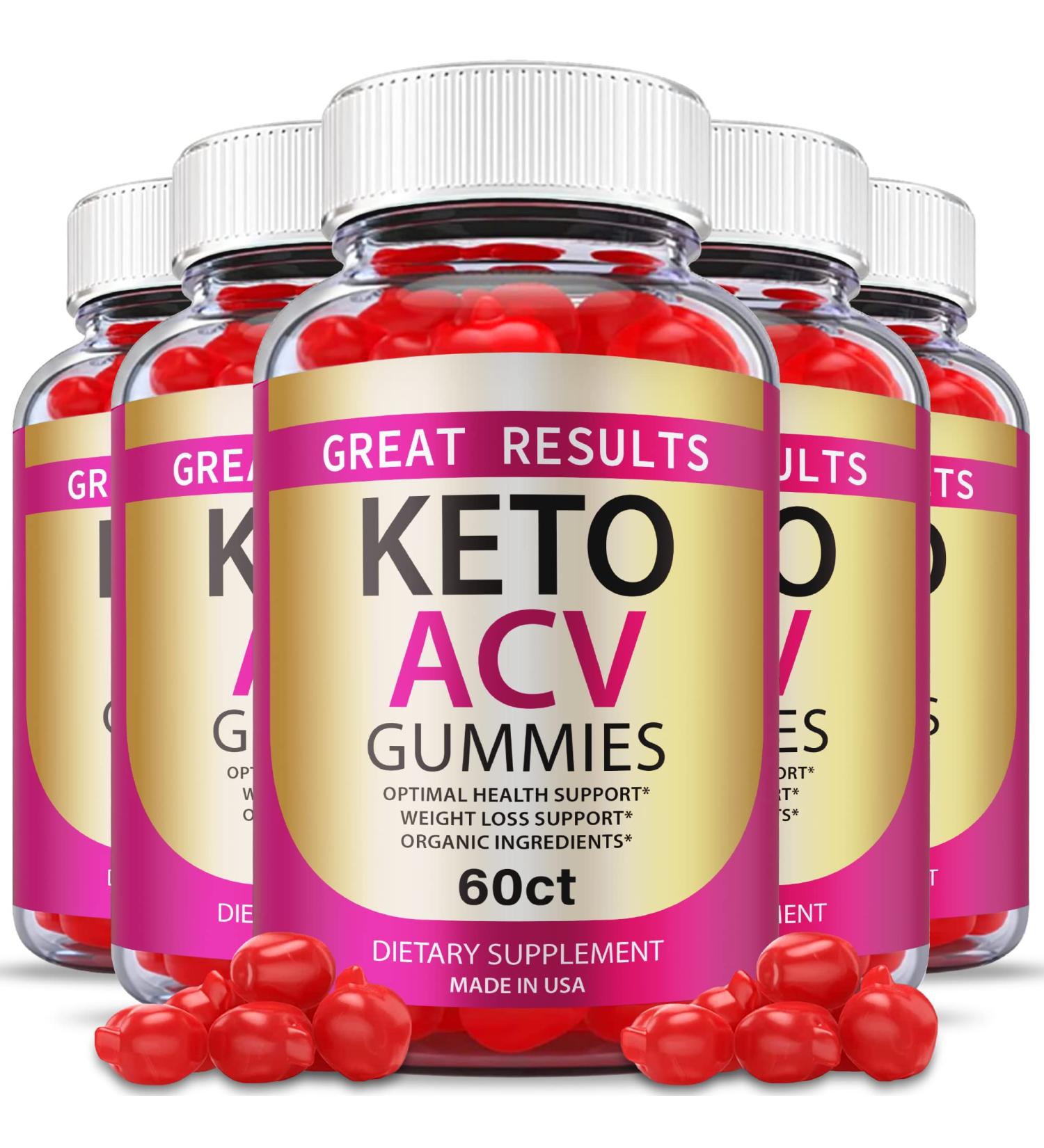Great Results Keto ACV Gummies (5 Pack) - Vegan Apple Cider Vinegar Formula 1000mg - Advanced Vitamin B - 300 Gummies - Buy Online on GoSupps.com