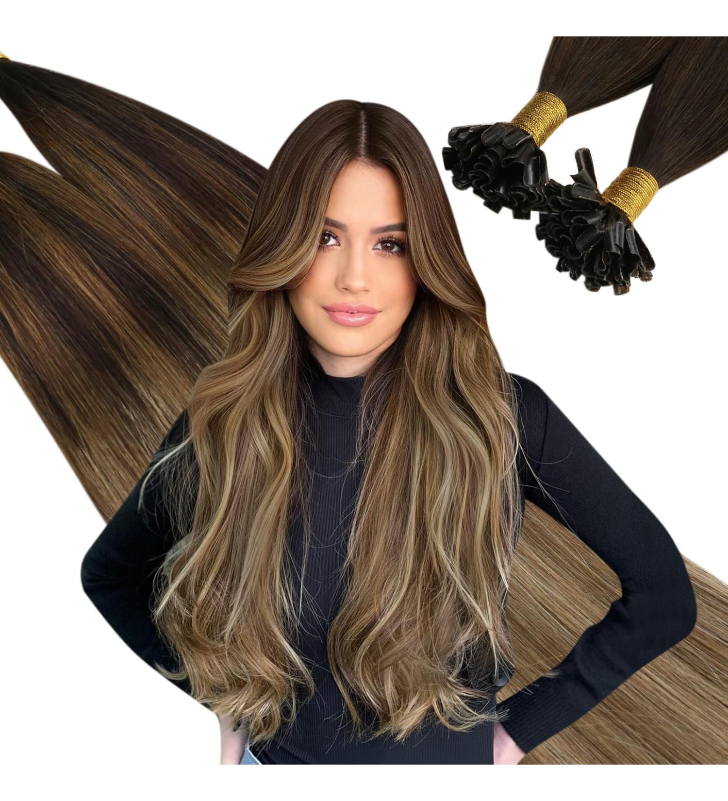 Ugeat Balayage Hair Extensions - 50cm Keratin Real Hair Dark to Light Brown 50g U-Tip Extensions - Premium Quality 20 Inch - Buy Online on GoSupps.com