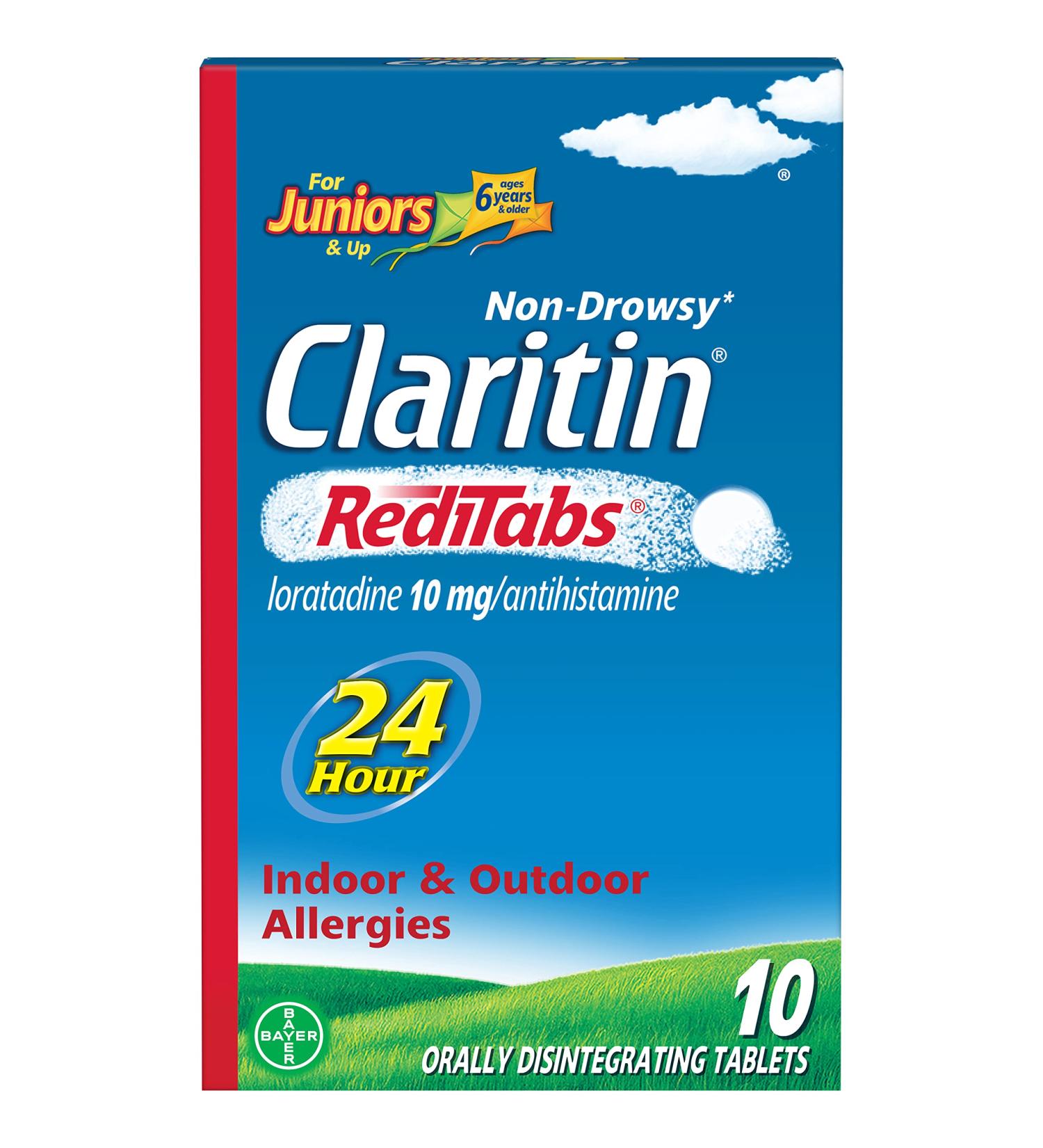 Claritin RediTabs for Juniors 24 Hour Non-Drowsy Allergy RediTabs Loratadine Antihistamine 10mg - 10 ct
