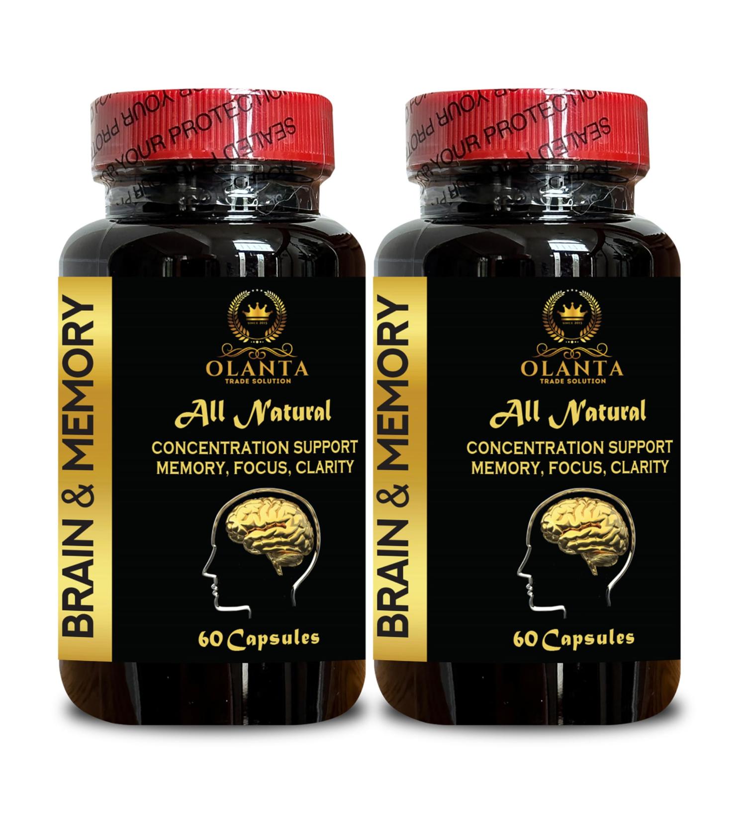 OLANTA TRADE SOLUTION Memory Pills for Brain - Herbal Supplement for Memory & Focus Support Concentration Clarity Alertness Focus and Memory Supplement for Brain - 2 Bottles 120 Capsules - Buy Online on GoSupps.com