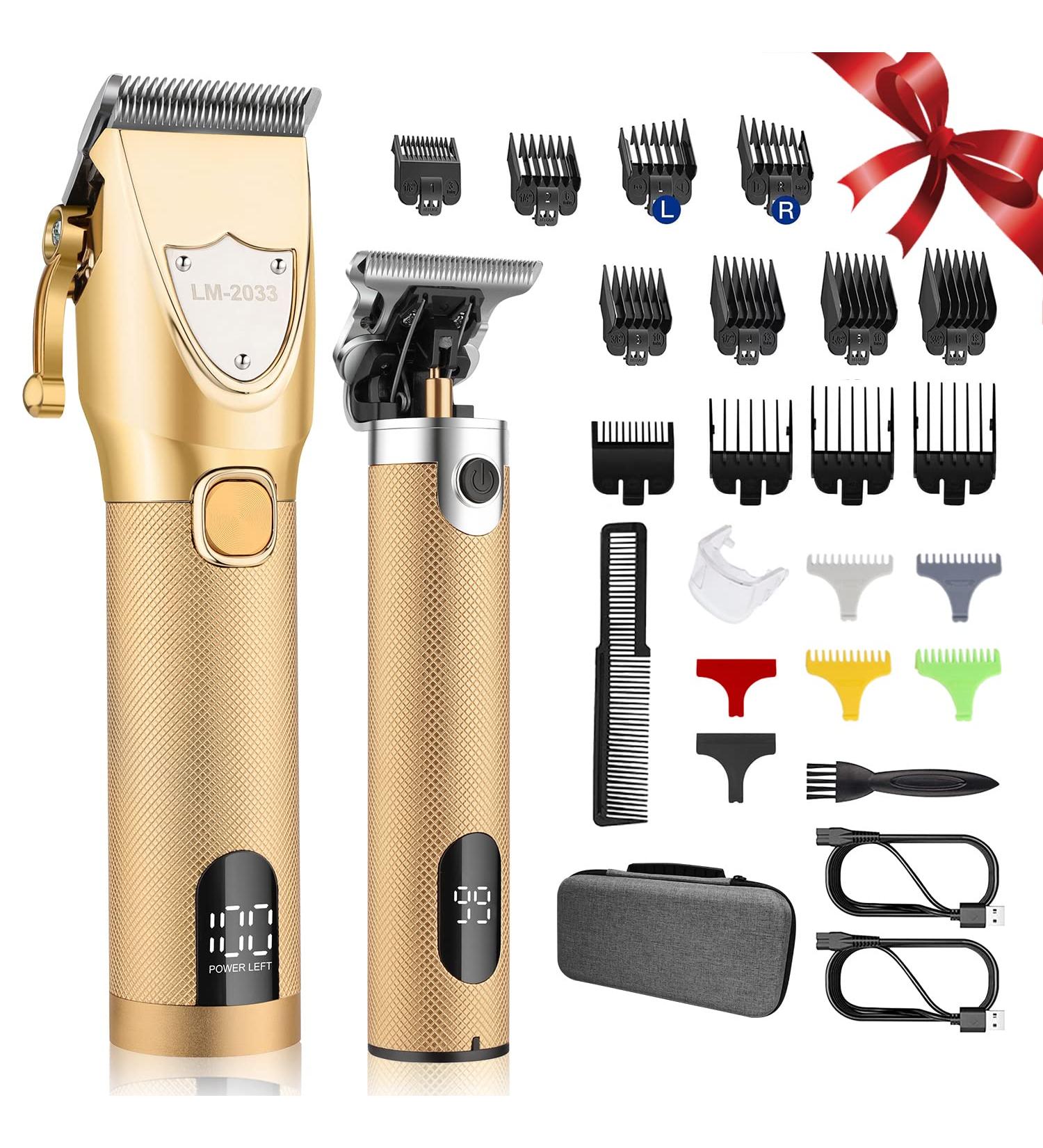 Roziapro Hair Clippers Cordless Beard Trimmer for Men Professional Barber Clippers T Blade Trimmer for Men Rechargeable Hair Clippers Grooming Kit Electric Hair Cutting Kit (Gold) - Buy Online on GoSupps.com