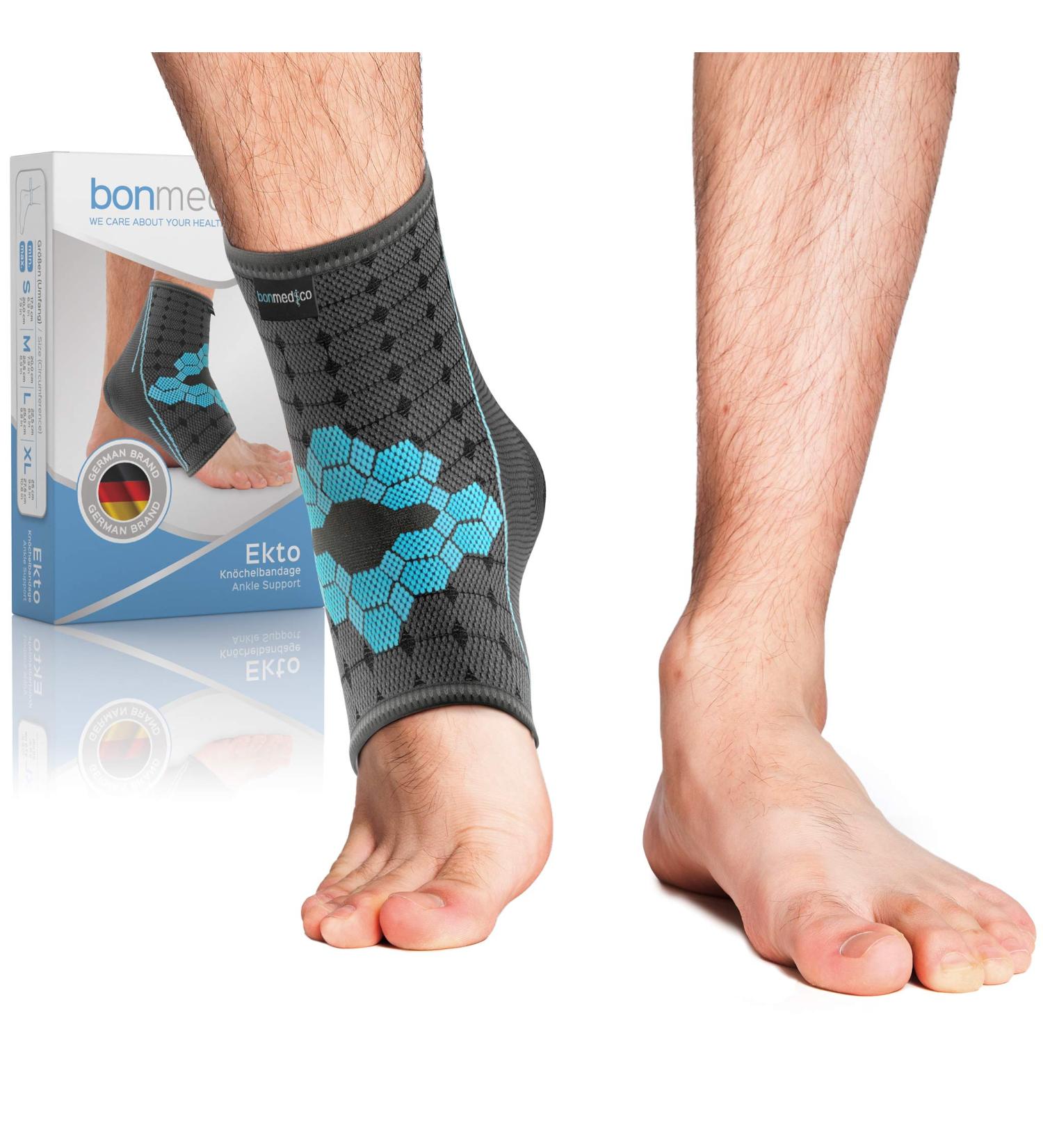 Bonmedico Non-Slip Ankle Bandage for Men & Women - Supportive Achilles Tendon Wrap | Unisex Large Gray Footband - Perfect Wellness Gift - Buy Online on GoSupps.com