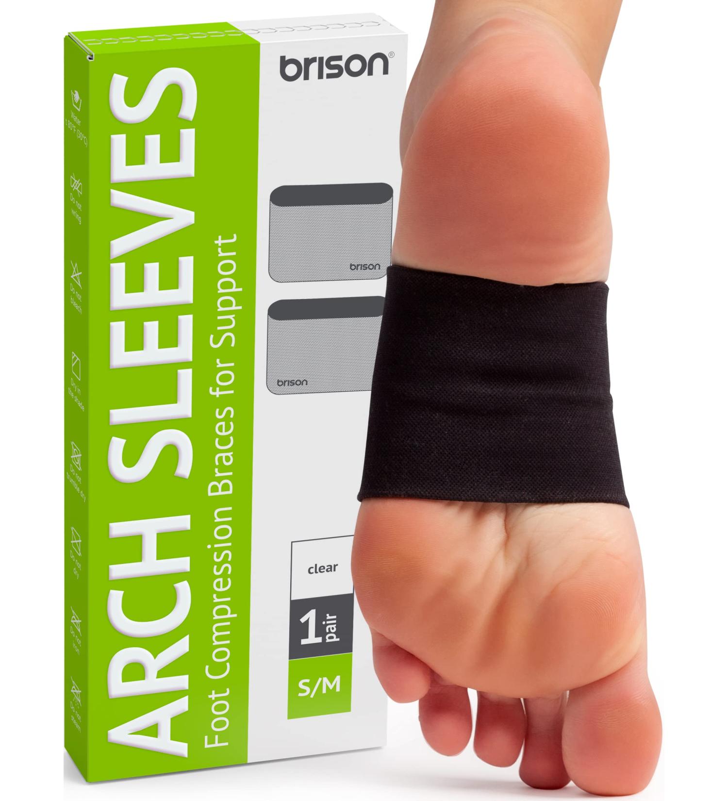 Compression Arch Support Brace for Plantar Fasciitis Relief - Foot Arch Supports for Flat Feet, Heel Spurs, and Feet Pain - Men Women 1 Pair Black - Buy Online on GoSupps.com