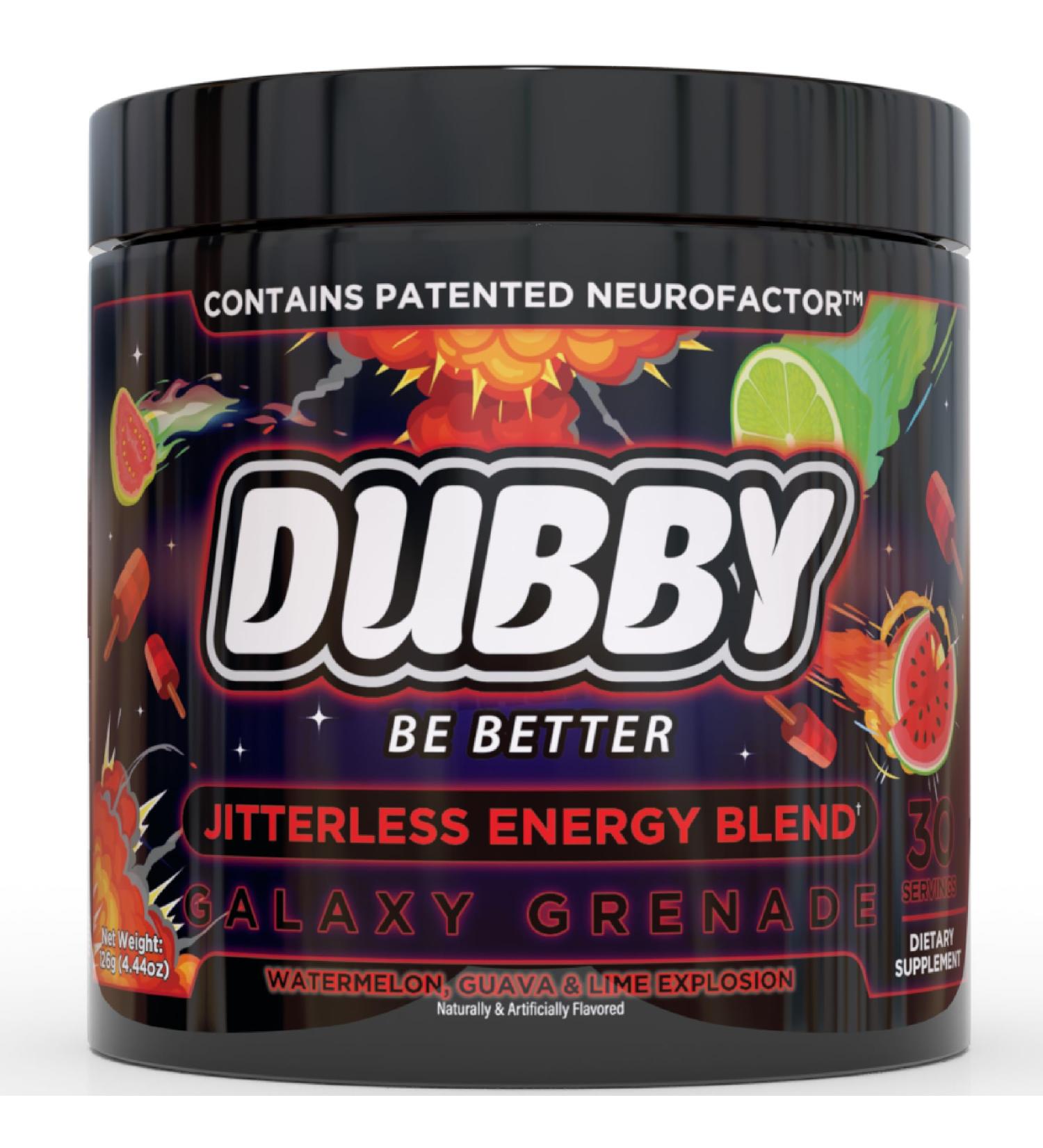Dubby Gamer Energy Drink Powder - Sugar Free Jitter-Free Nootropics Watermelon Guava Lime Flavor - 30 Servings - International Shipping - Buy Online on GoSupps.com
