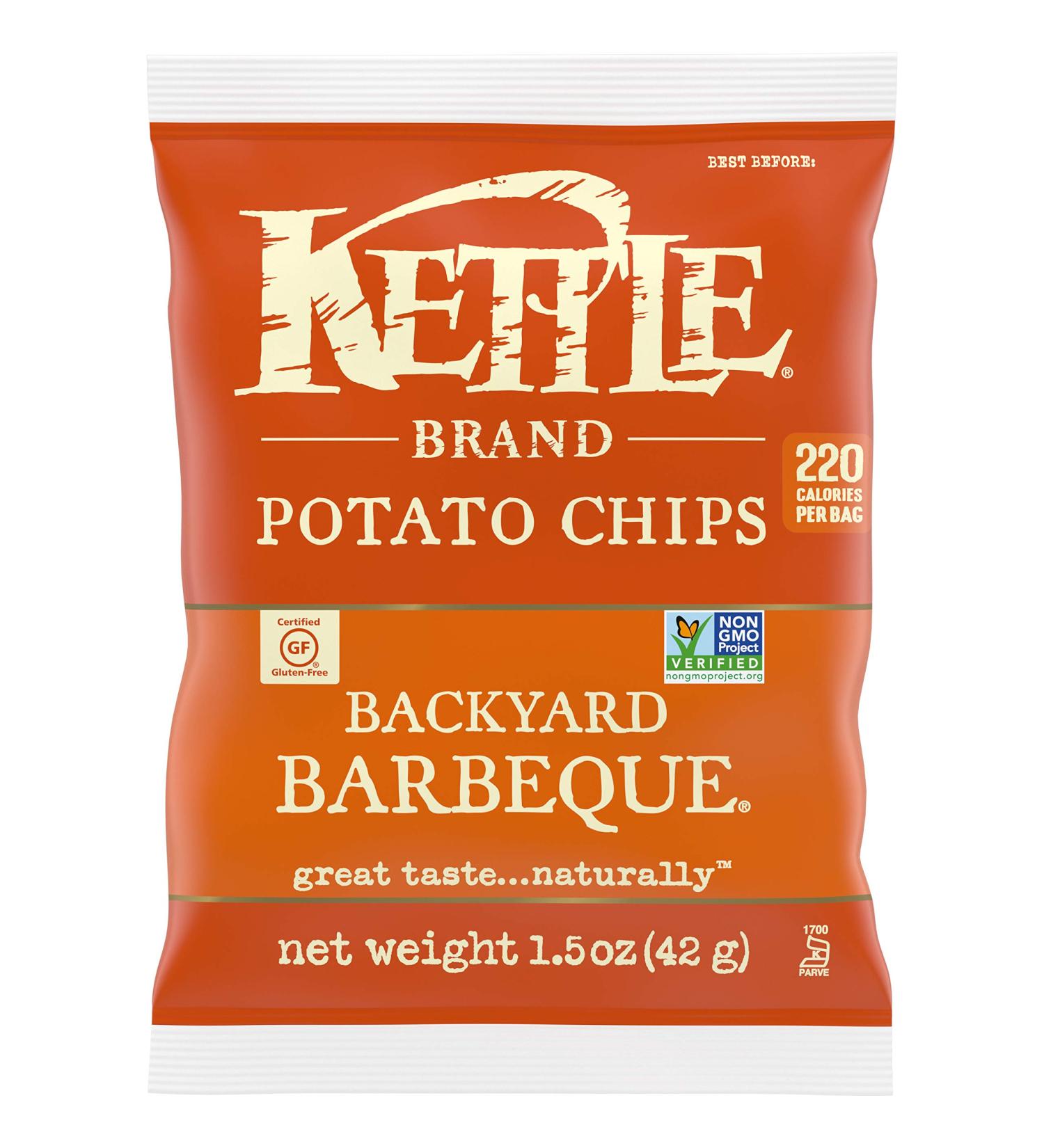 Kettle Brand Backyard Barbeque Potato Chips - 1.5 oz Single-Serve Bags (Pack of 24) - Buy Online on GoSupps.com