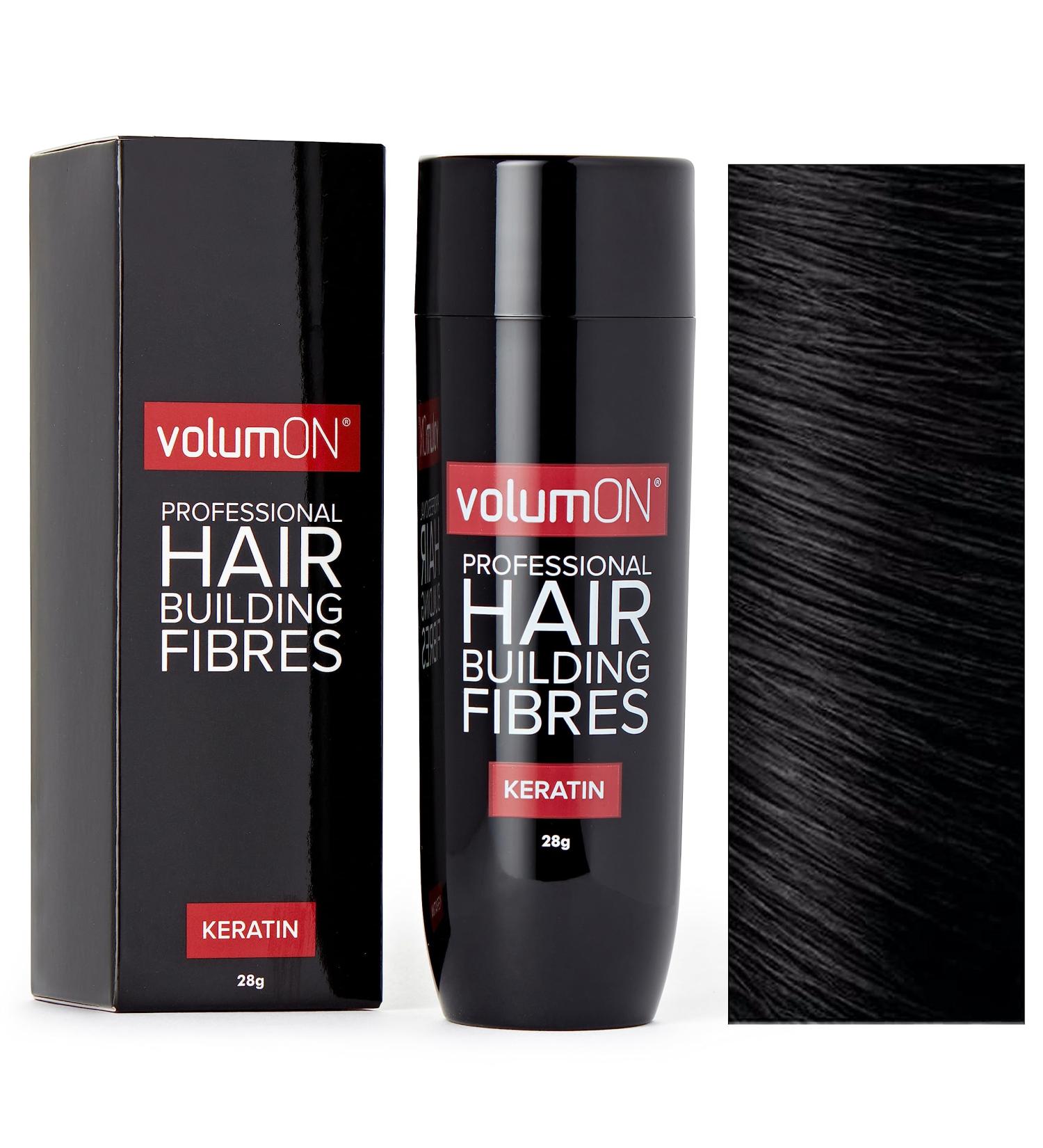 Volumon Professional Hair Building Fibres 28g - Keratin Black Hair Loss Concealer - Up to 30 Uses - Buy Online on GoSupps.com