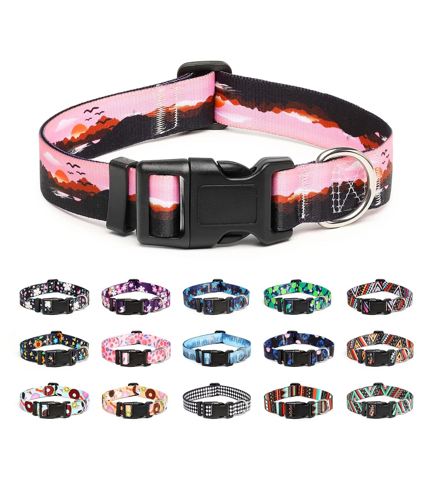 Mercano Dog Halison Comfort Collar - Soft Nylon Patterned Collar for Small & Medium Dogs | Perfect for Puppies - Size M Sunset - Buy Online on GoSupps.com