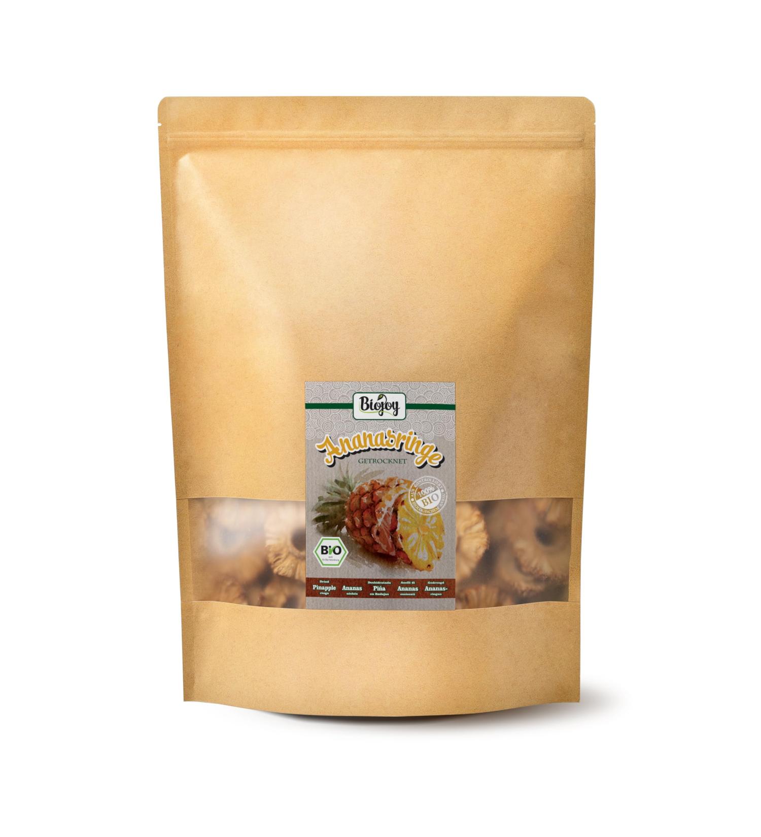 Biojoy Organic dried pineapple (1 kg) whole slices - Buy Online on GoSupps.com