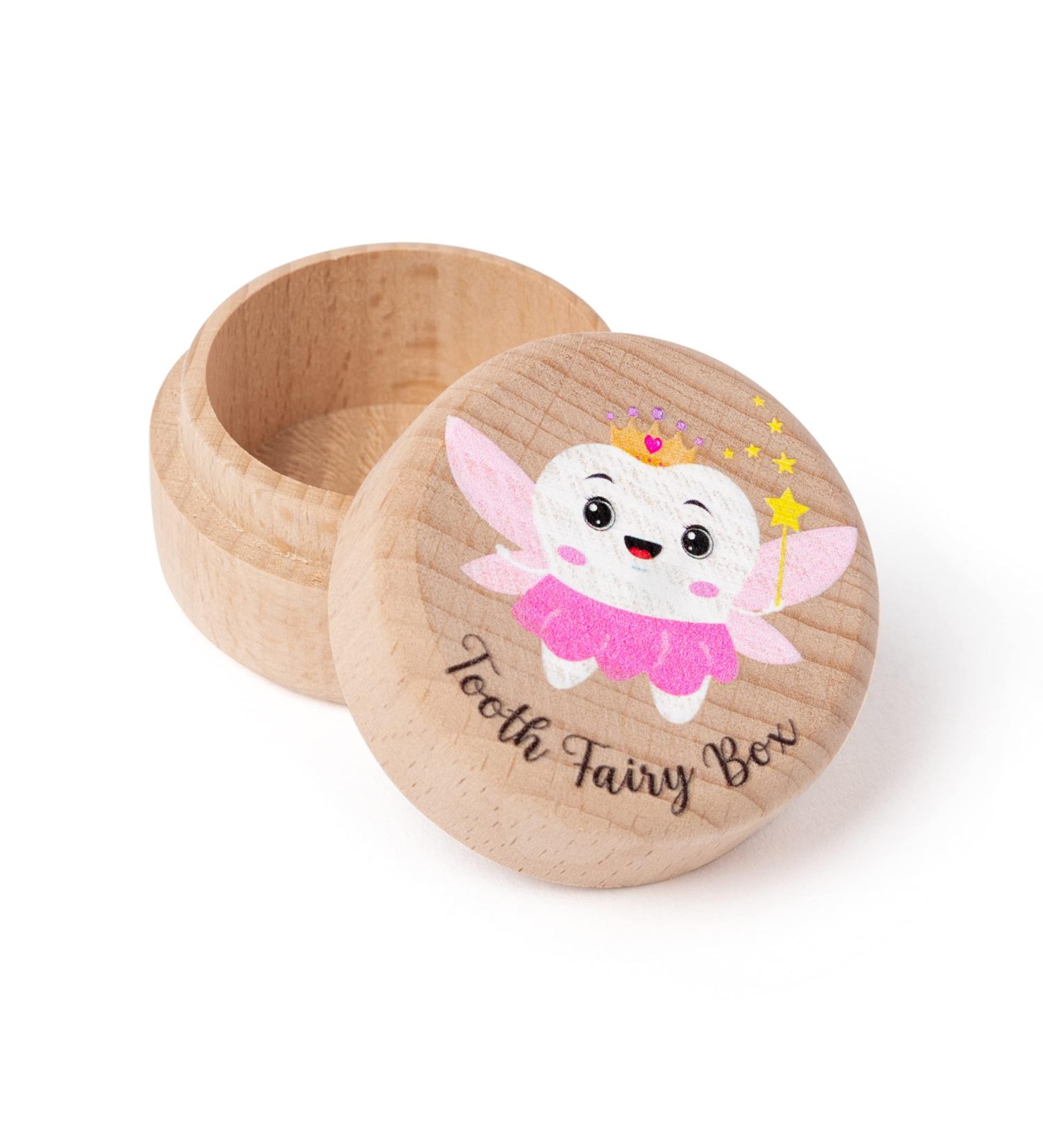 Girl's Colorful Wooden Tooth Fairy Keepsake Box | Baby Toddler Teeth Holder & Lost Tooth Container | Cute Milk Teeth Case for Baby Shower or Birthday Gift - Buy Online on GoSupps.com