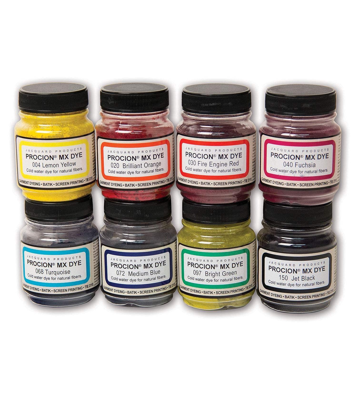 Jacquard Procion MX Dye 8 Color Set - Cold Water Fiber Reactive Dye - 2/3 oz - Permanent & Washfast - Buy Online on GoSupps.com