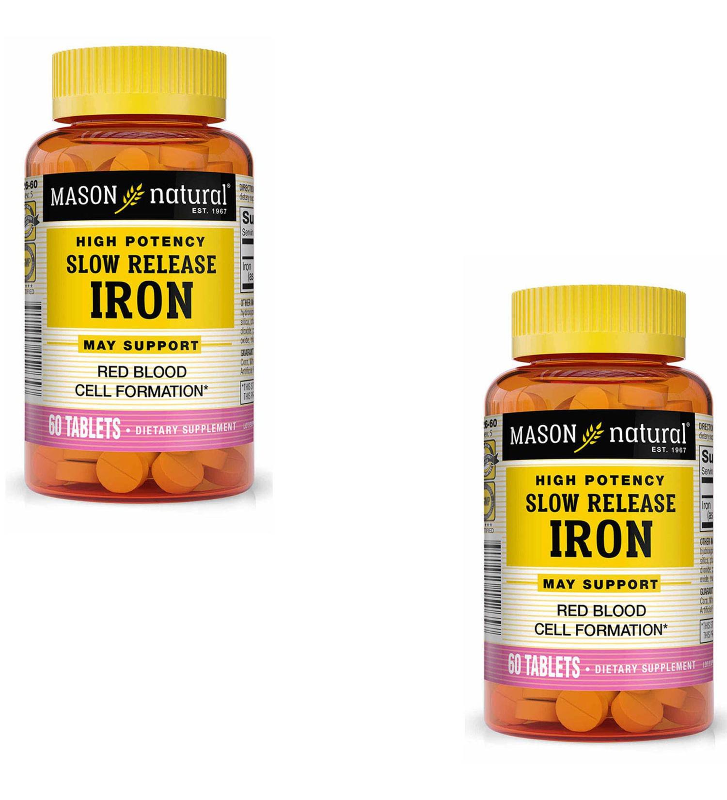 Mason Vitamins Slow Release Iron | 60 Count Pack of 2 | Compare to Slow Fe | High Quality Iron Supplement - Buy Online on GoSupps.com