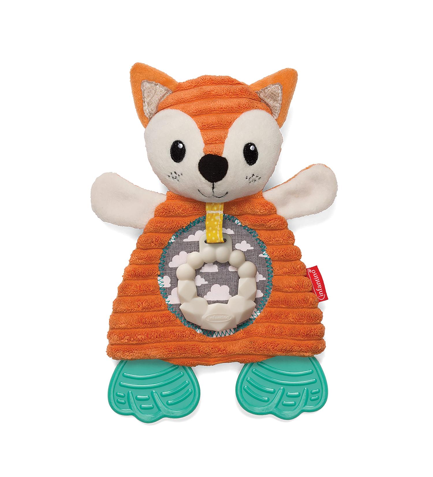 Infantino Go Gaga Cuddly Teether Fox | Sensory Toy for Babies | Silicone Bite Ring & Dental Aid | Multicolored 316201 - Buy Online on GoSupps.com