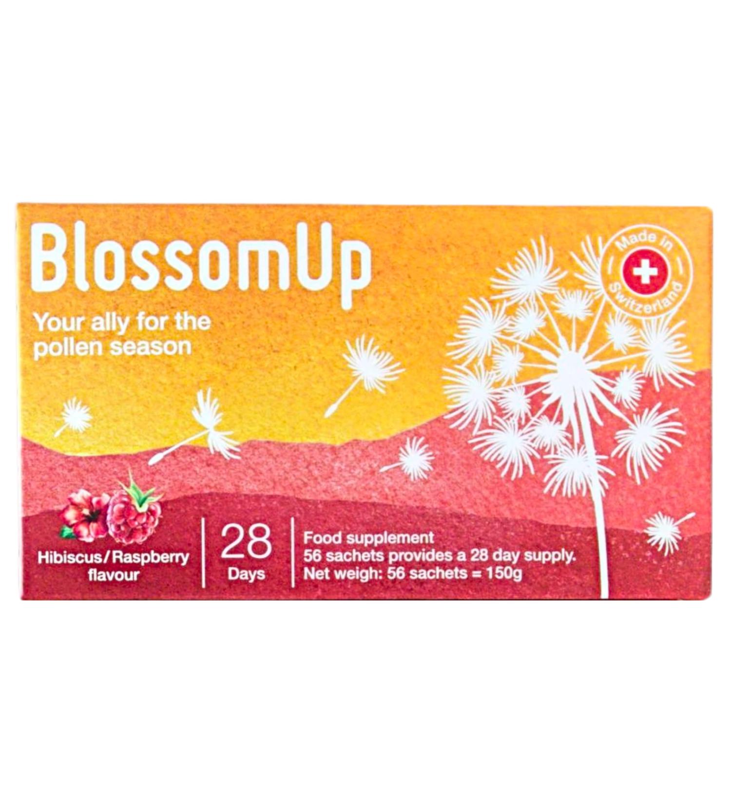 Blossomup Raspberry Hibiscus Drinking Powder for Hay Fever & Pollen Allergy | 1 Pack (150g) - 4 Weeks Supply - Made in Switzerland - Refreshing Dietary Supplement - Buy Online on GoSupps.com