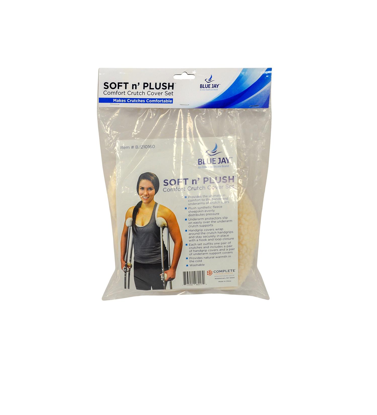 Blue Jay Soft Plush Comfort Crutch Cover Set - Washable Synthetic Sheepskin for Natural Warmth and Comfort - Secure Hook and Loop Closure - Crutch Accessory - Buy Online on GoSupps.com