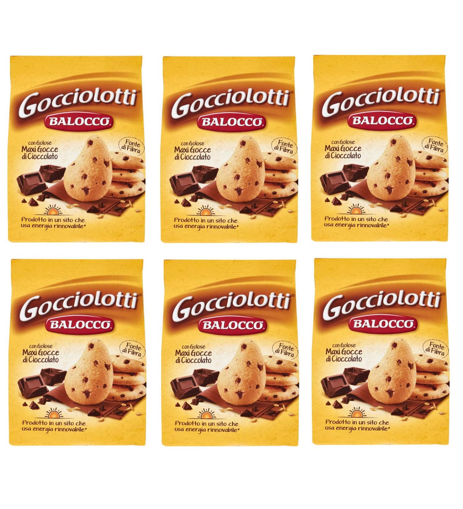  Balocco Set of 6 Balocco Gocciolotti Chocolate Chip Cookies with Chocolate Pieces 100% Italian Cookies 350g - Buy Online on GoSupps.com