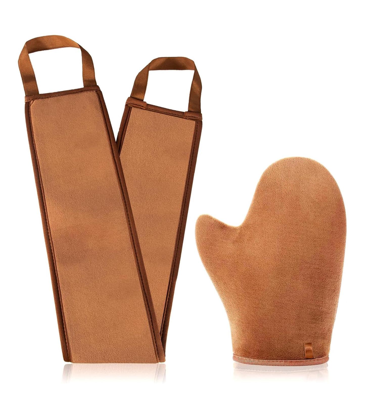 2 in 1 Self Tanning Mitt Applicator Kit | Back Applicator & Tanning Glove for Even Tan (Self Tanner Lotion Applicator - Buy Online on GoSupps.com