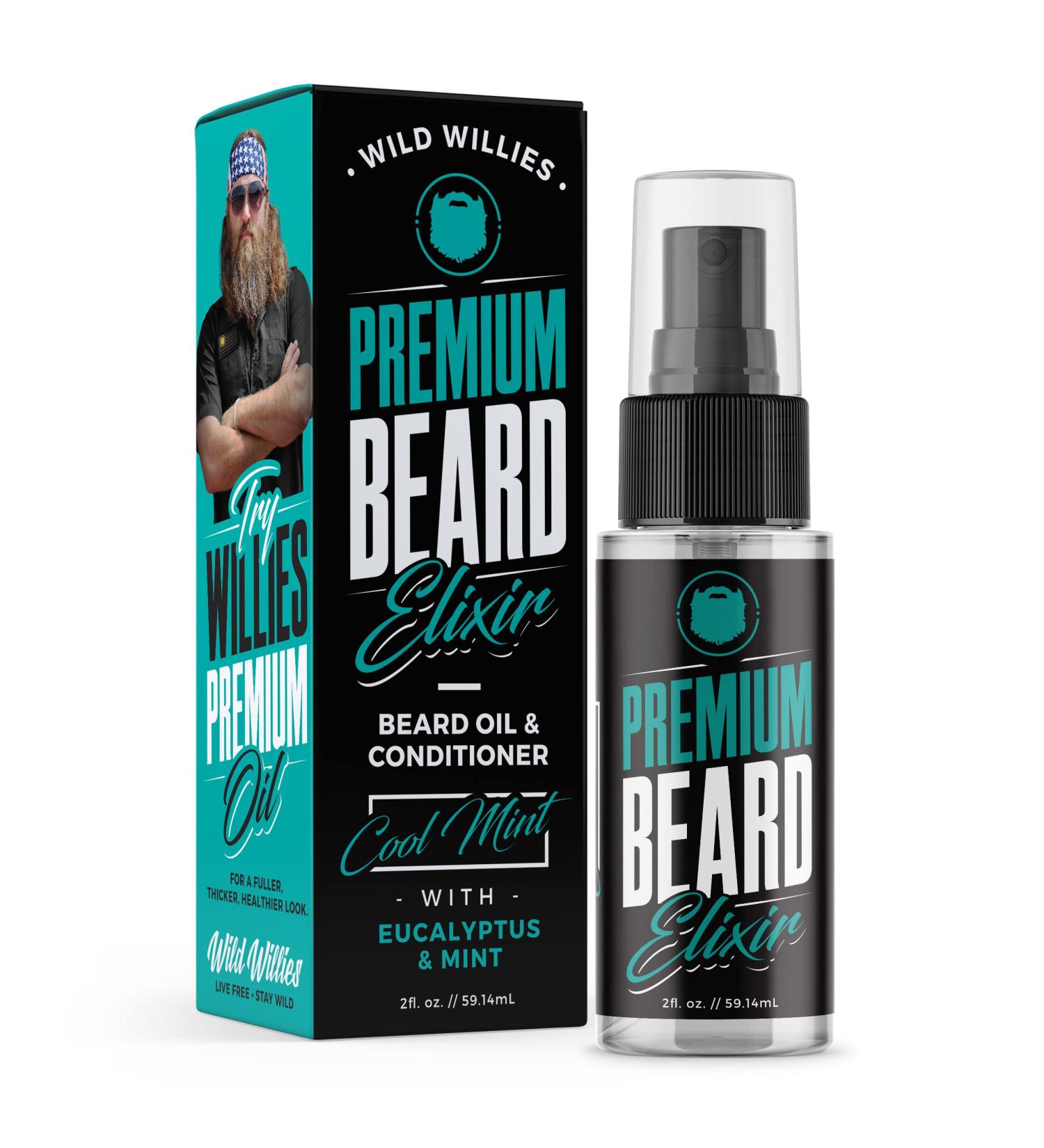 Wild Willies Premium Beard Oil & Conditioner - Fast Growth, Itch & Dandruff Relief, Deep Moisture Treatment - Organic Ingredients - Cool Mint Scent - 2 Oz - Buy Online on GoSupps.com