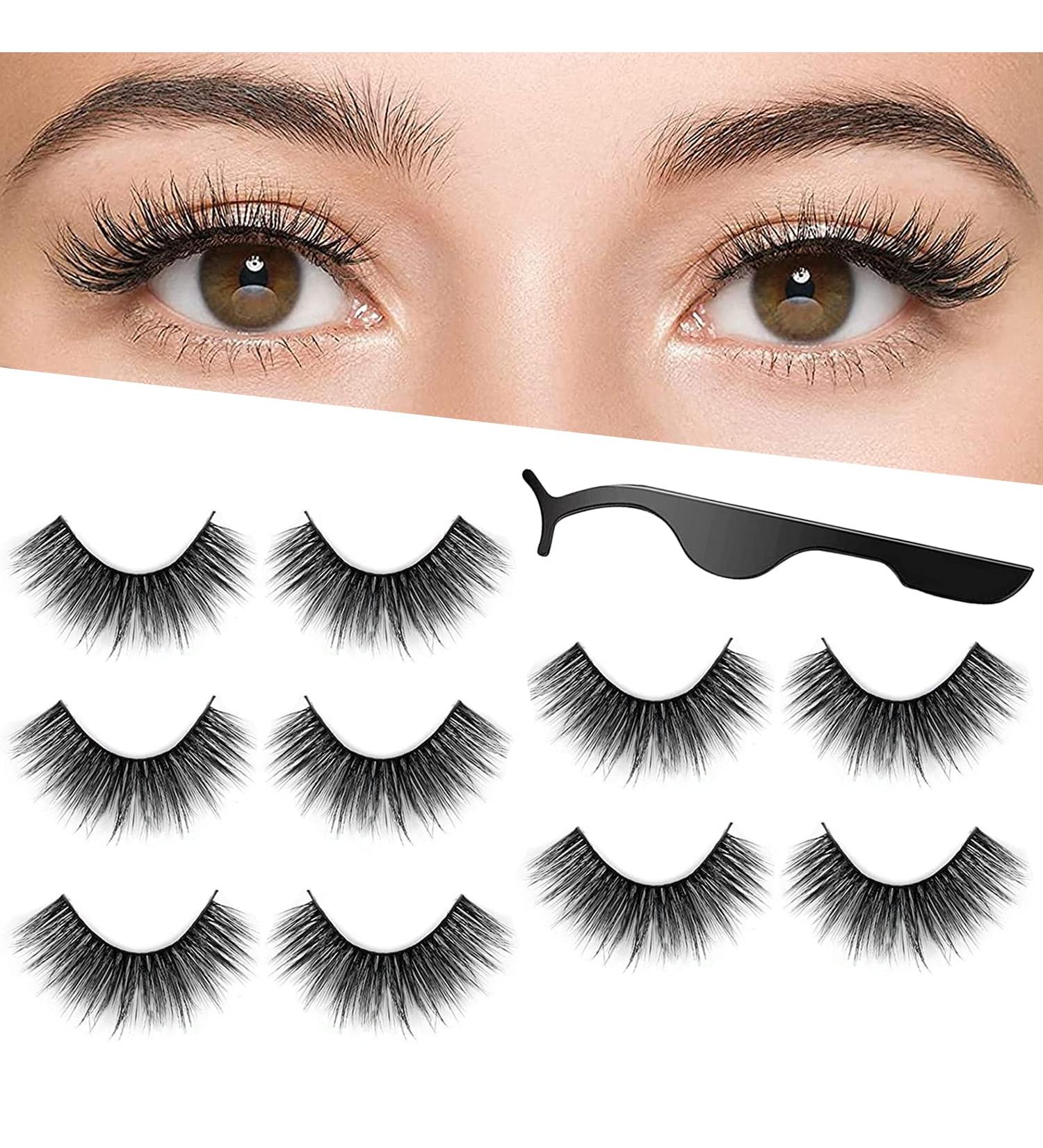 5 Pairs Self-Adhesive False Eyelashes Set with Tweezers - Natural Looking - Buy Online on GoSupps.com
