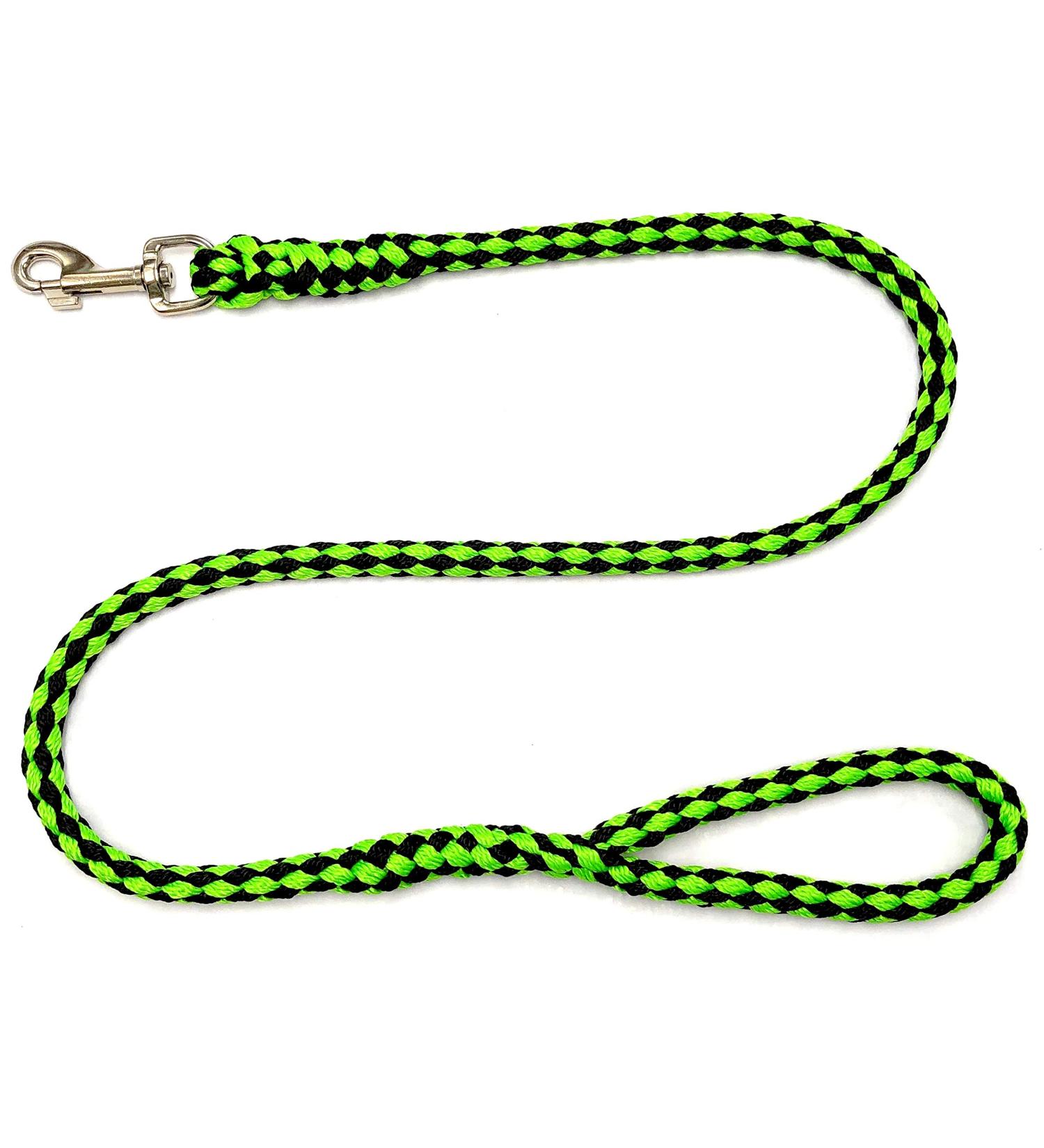 Dog leash large dogs jumbo with hand loop up to 80 kg / guide leash / practice leash / training line very stable 17 colors (5m black-neon green) 5m black and neon green