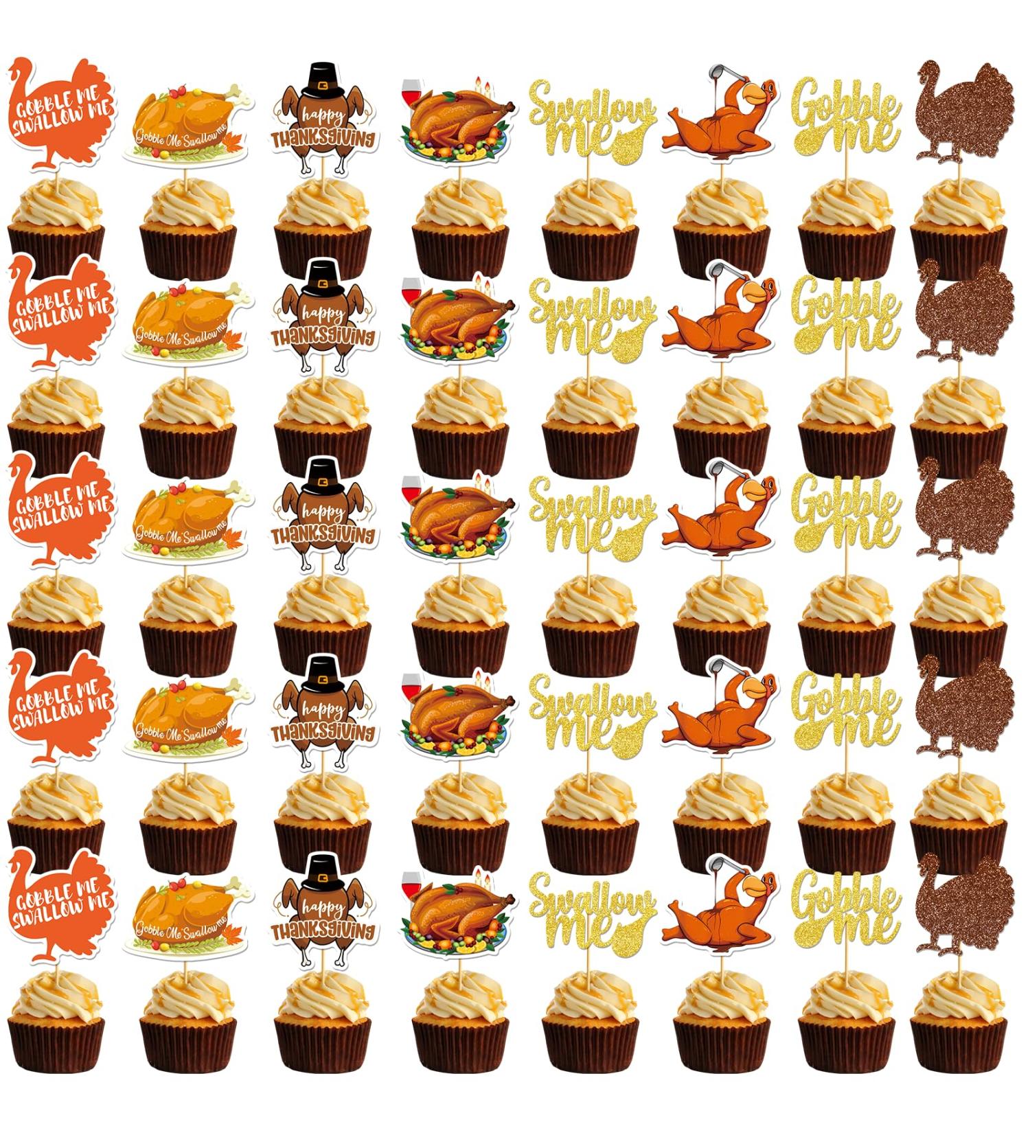 40pcs Turkey Cupcake Toppers Happy Thanksgiving Cupcake Topper Gobble Till You Wobble Decor Thanksgiving Turkey Decorations Thanksgiving Party Decorations Turkey Decorations for Home Orange and Brown - Buy Online on GoSupps.com