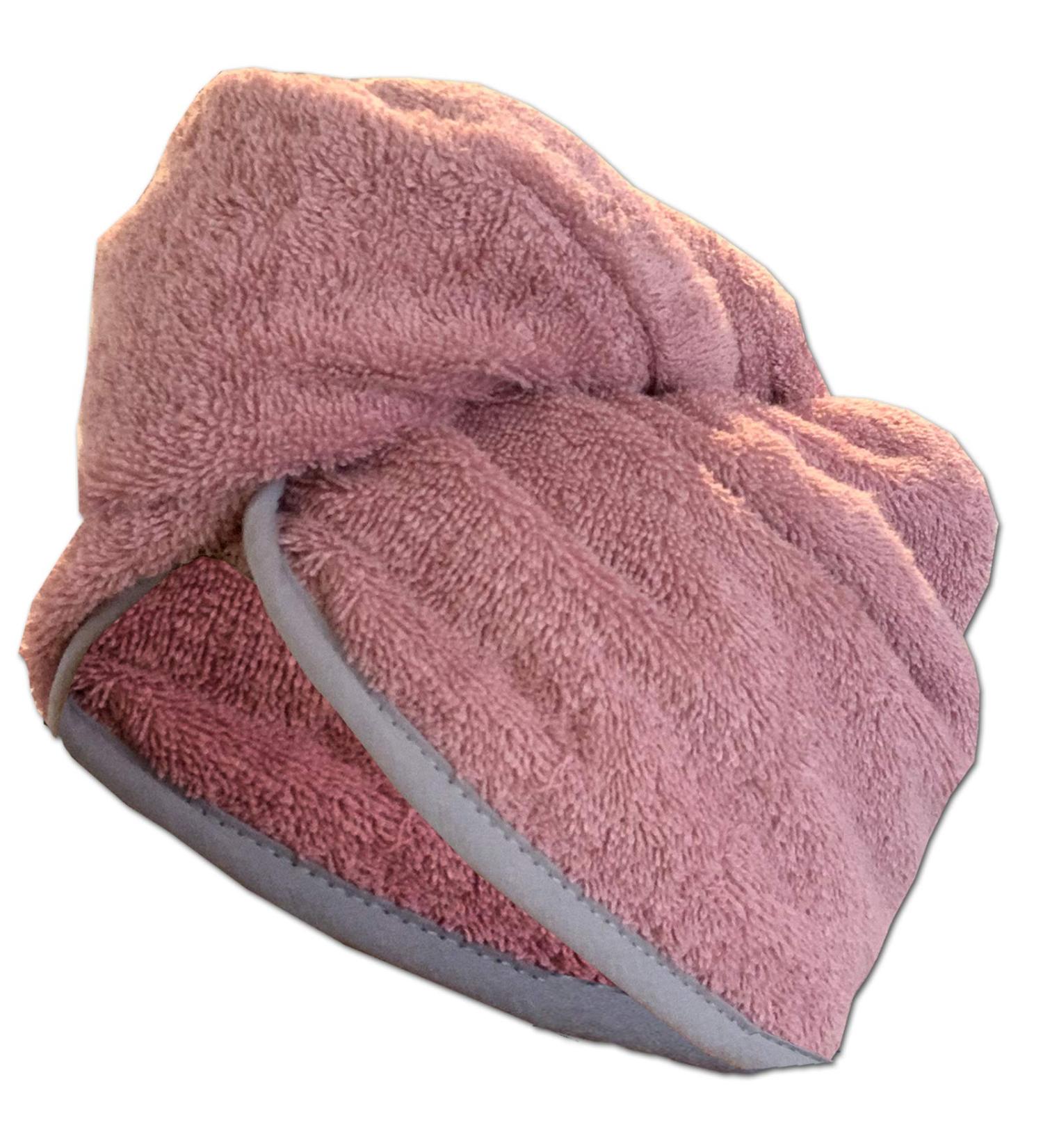 Homelevel Frotee Turban Hair Turban for Adults - 100% Cotton Absorbent Button Closure Altrose & Light Gray - Perfect Hair Drying Solution - Buy Online on GoSupps.com
