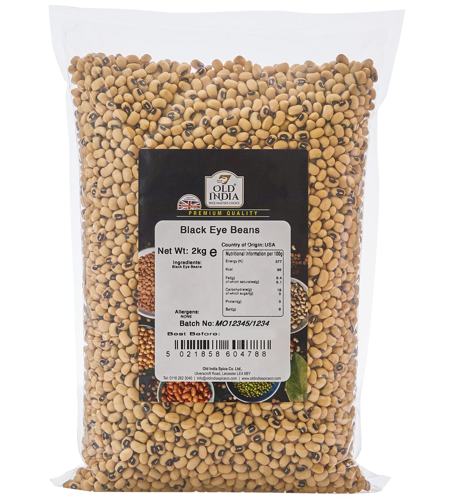 Old India Black Eye Beans 2kg - Premium Quality, Rich in Protein - Buy Online - Buy Online on GoSupps.com