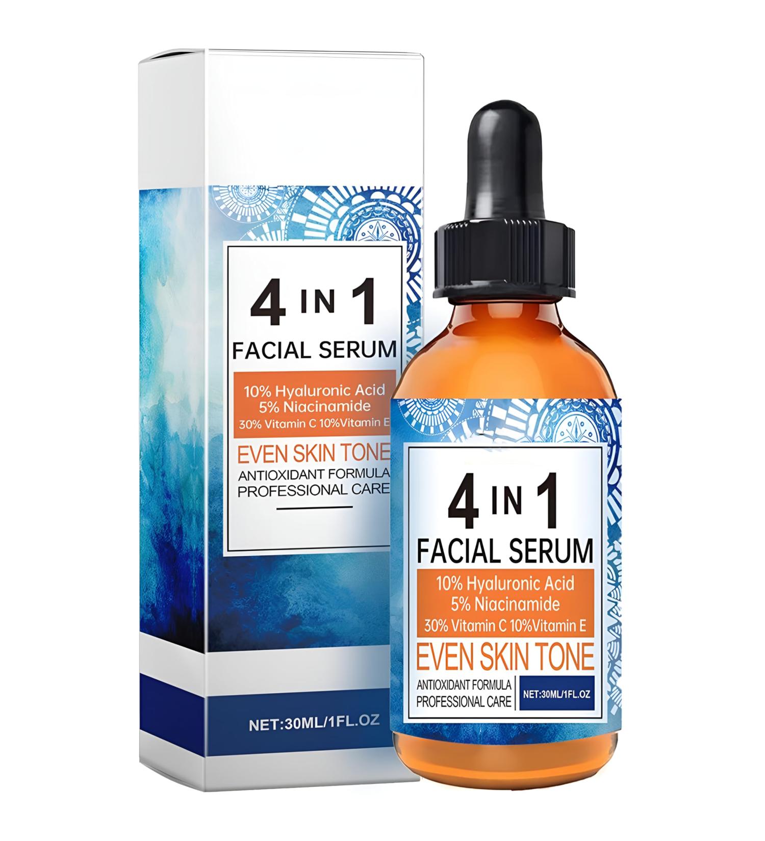 CHDGSJ 4 in 1 facial serum with 30 vitamin C 10 hyaluronic acid 5 niacinamide 10 vitamin E antiaging serum for dark spots fine lines wrinkles even complexion 30ml - Buy Online on GoSupps.com