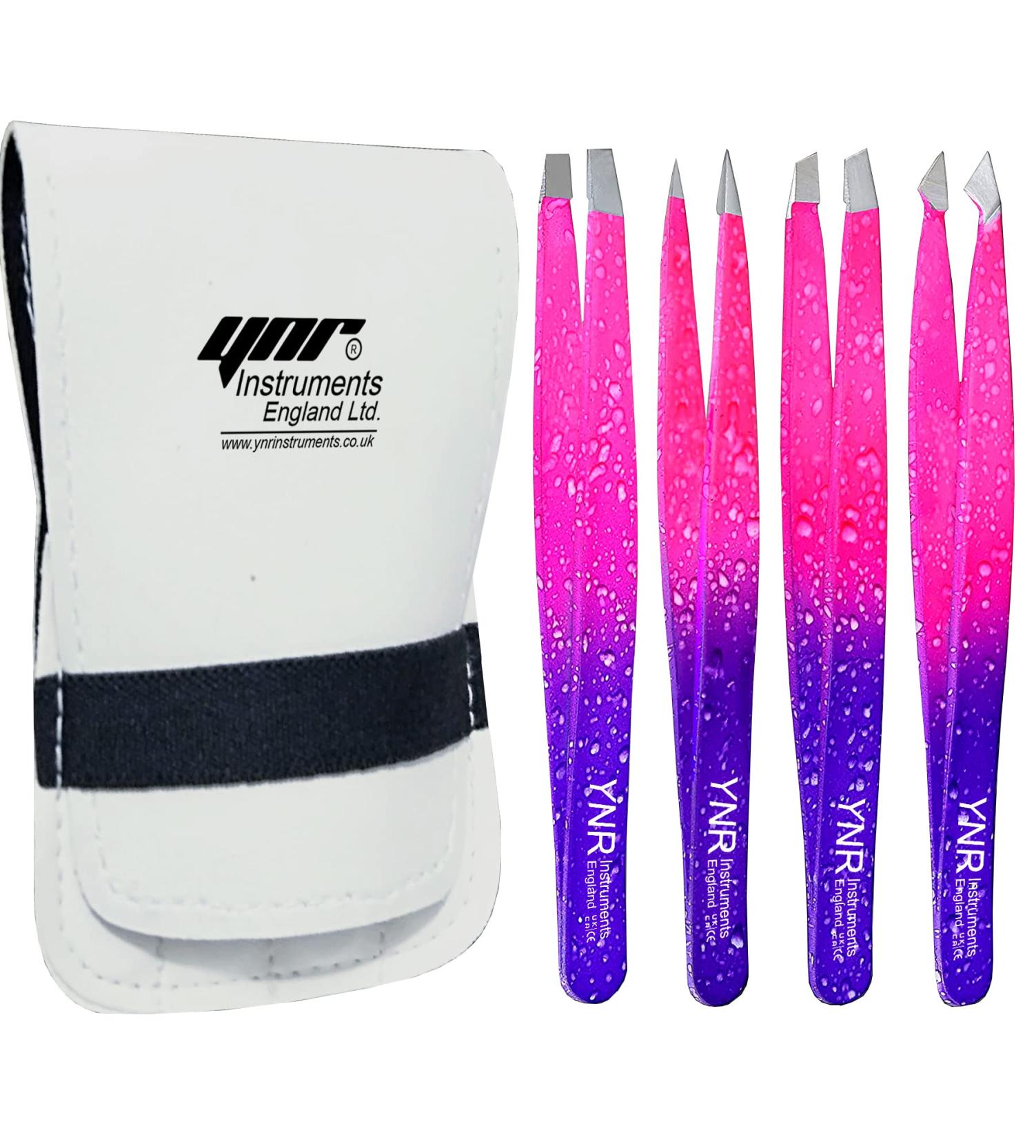 YNR Fine Point Slant Tweezers Women and Men Splinter Ticks Facial Chin Hair Brow and Ingrown Hair Removal Set Sharp Needle Nose Pluckers - Buy Online on GoSupps.com