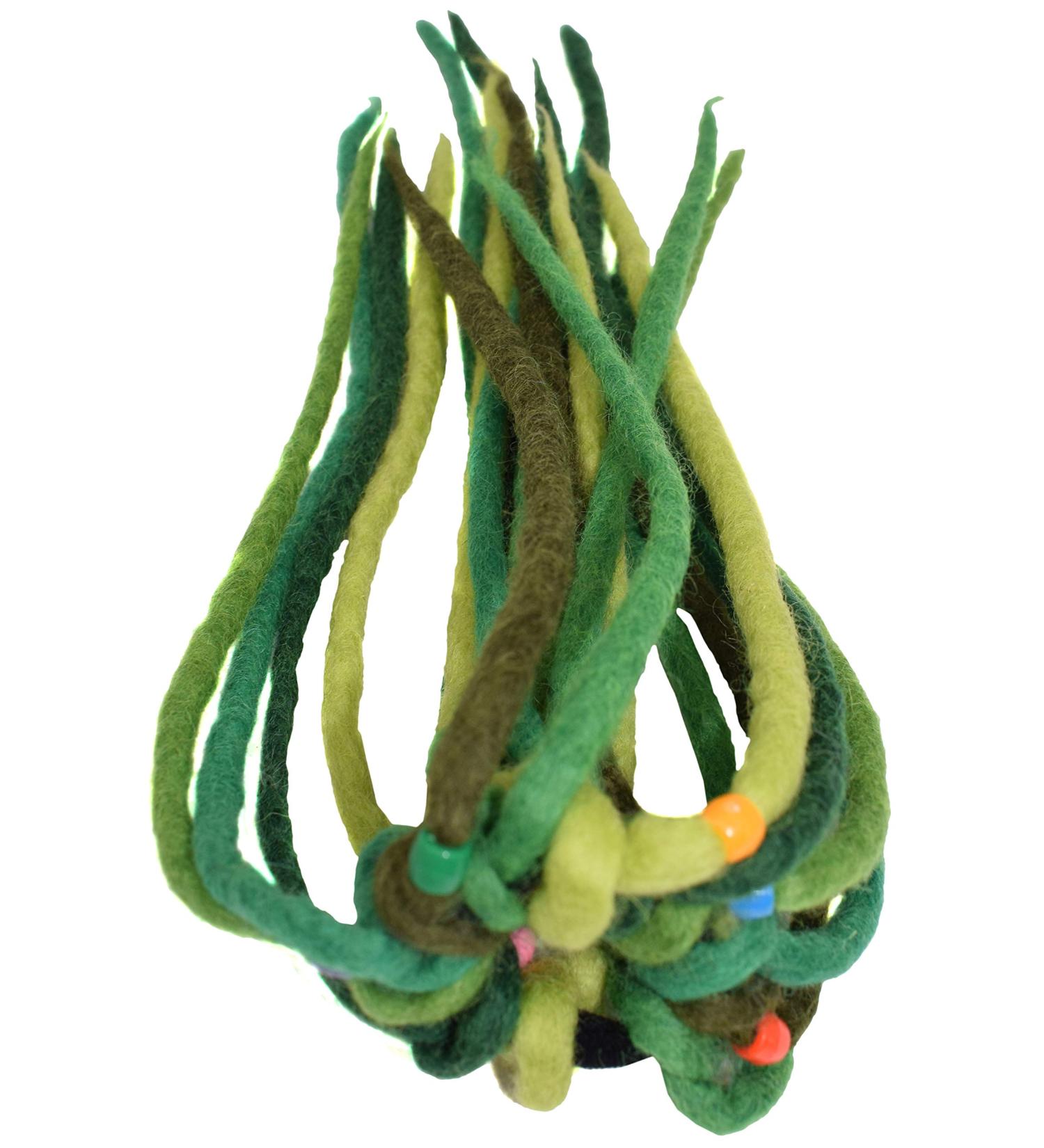 Gheri Women Felt Dreadlock Bohemian Hippie Colorful Hairband Elastic Hair Tie Green Mix