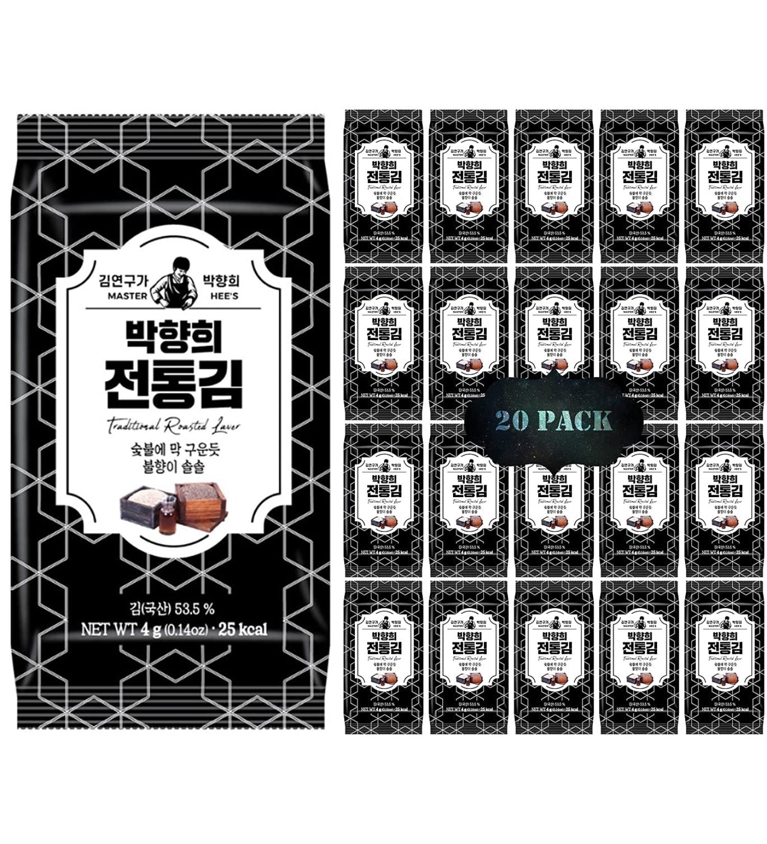 Master Hee's Korean Traditional Roasted Seaweed Snack - Perfect Keto and Vegan Diet Snack, 4g per Pack (20-Pack), Original Flavor - Buy Online on GoSupps.com