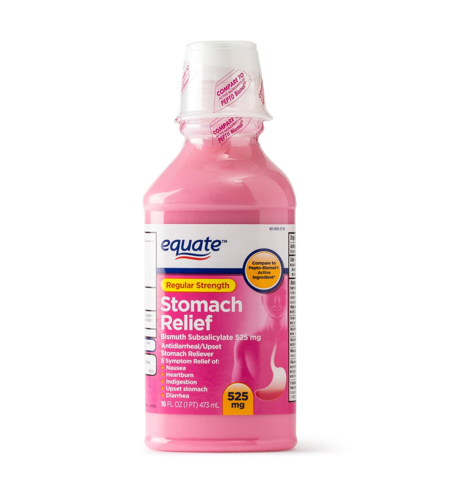 Equate Stomach Relief Pink Liquid 525mg 16oz | Fast-Acting Relief for Upset Stomach - Buy Online on GoSupps.com