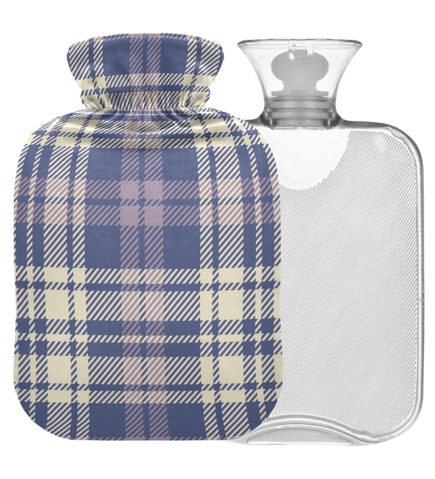 Buy Naanle Hot Water Bottle with Cover - Violet Tartan Plaid 2L | Back Pain Relief & Cold Therapy - Buy Online on GoSupps.com