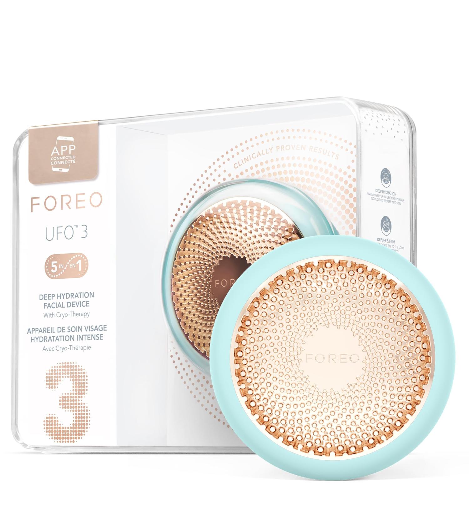 FOREO UFO 3 Deep Face Moisturiser - 5-in-1 Facial Spa with Red Light Warming Cooling & Anti-Aging Features | Arctic Blue Face Mask Skin Care - Buy Online on GoSupps.com