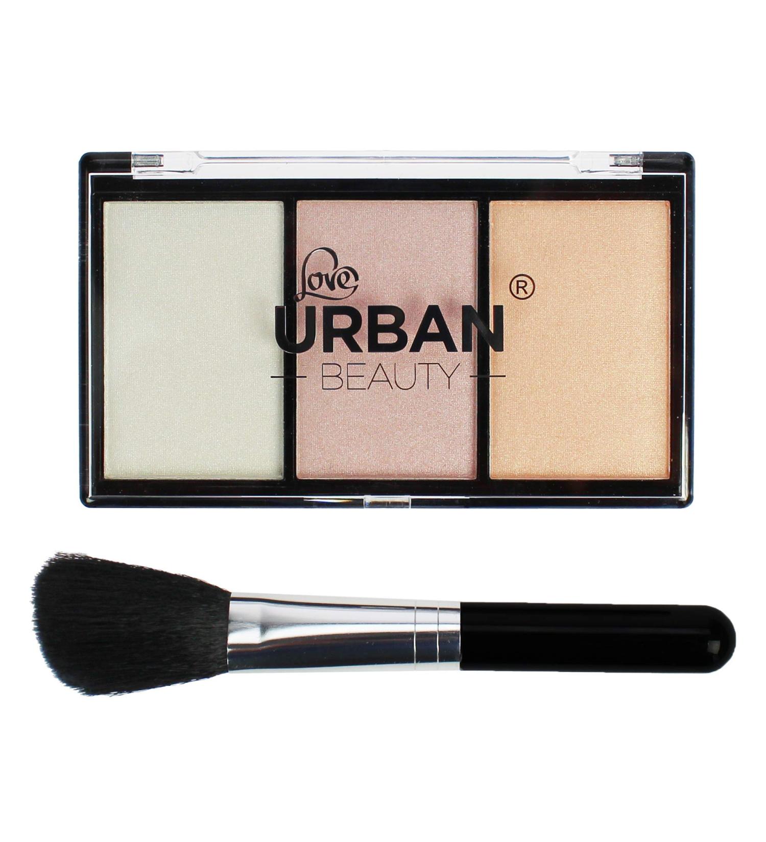 Love Urban Beauty Highlighter Palette - 3 Color Makeup Set for Women | Contouring & Highlighting Bronzer with Brush - Buy Online on GoSupps.com